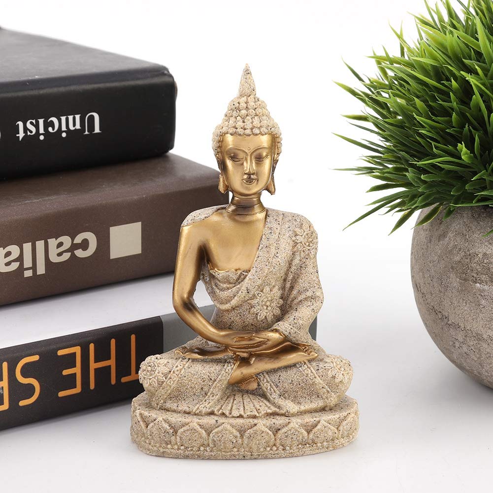 03 Handcrafted Gold Buddha Statue - Exquisite Carving Home Decor for Meditation, Living Room & Office | Spiritual Gift & Feng Shui Ornament