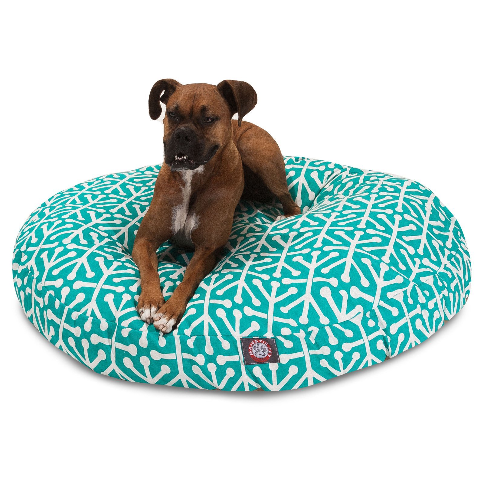 Majestic Pet Products Orange Aruba Medium Round Indoor/Outdoor Dog Bed - Removable & Washable Cover - Perfect for Living Room, Patio or Kennel Use