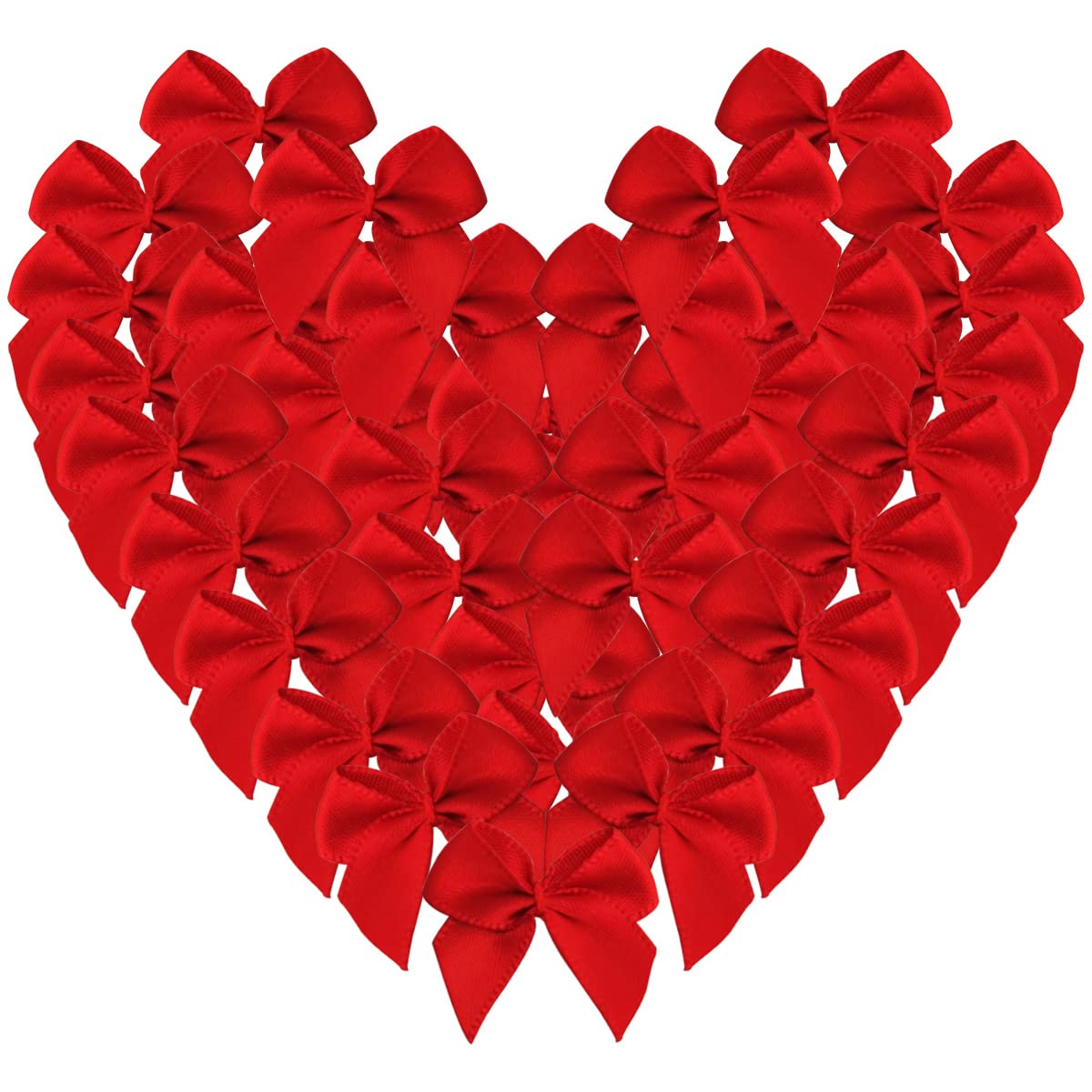 50pcs 1.2-Inch Mini Red Satin Ribbon Bows for Crafts, Gift Wrapping, Sewing, Scrapbooking - Perfect for DIY Projects, Party Decorations & Wedding Favors