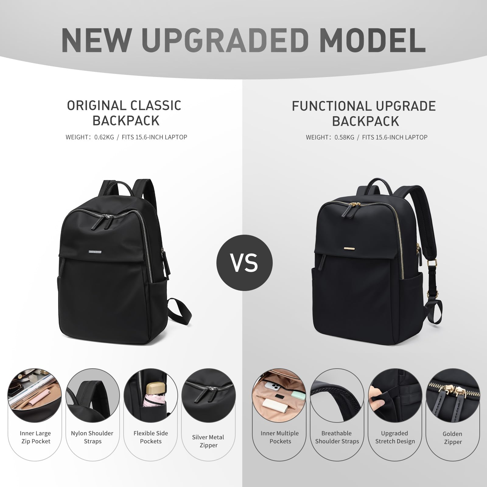 GOLF SUPAGS Women's Laptop Backpack with Separate 15.6 Inch Laptop Compartment - Stylish Work Travel Backpack for College, Office & Daily Use | Perfect for Commuting, Business Trips & Campus Life