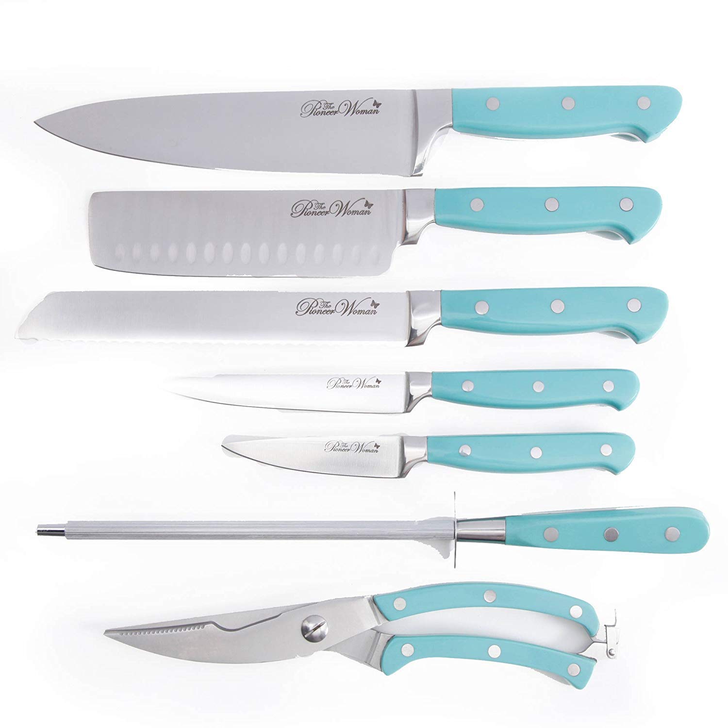 14-Piece TURQUOISE The Pioneer Woman Cowboy Rustic Cutlery Set - Western Style Flatware for Kitchen, Dining & Camping - Perfect for Farmhouse, Rustic & Country Themed Decor