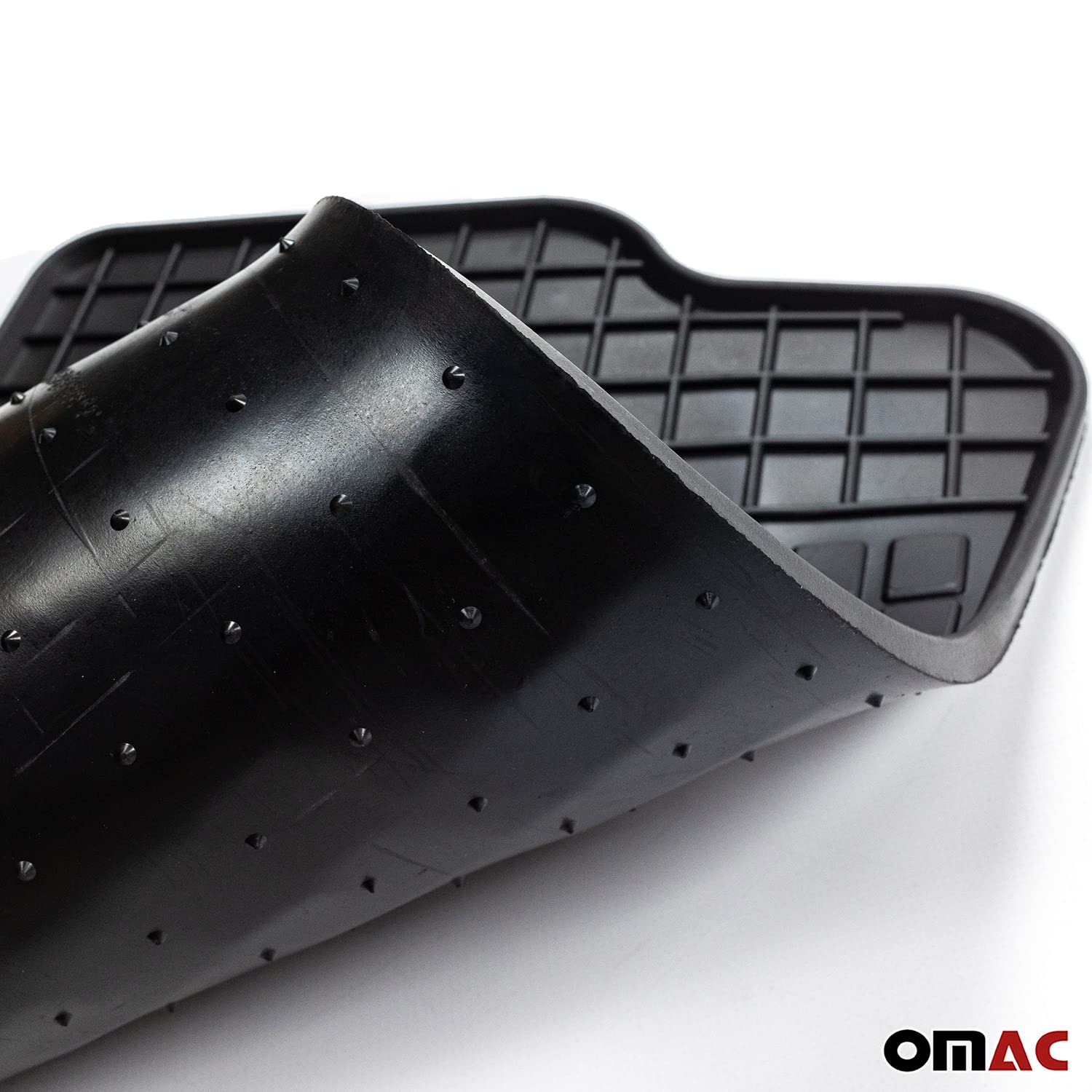OMAC Custom Fit 3D All Weather Floor Mats for Audi Q7 Q8 SQ7 SQ8 (2017-2024) - Waterproof TPE Rubber Car Mats with Non-Slip Design | Laser Measured Perfect Fit | Odorless & Durable | Ideal for Daily Commute, Road Trips & Family Protection (Black)