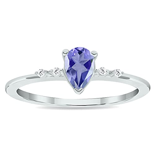 10K White Gold Tanzanite and Diamond Ring for Women | Elegant Sparkle Jewelry Gift for Anniversary, Engagement, or Special Occasions