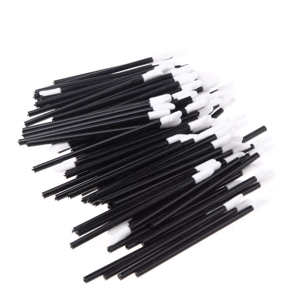 Beito 100 Pcs Disposable Lip Brushes - Lipstick & Gloss Applicator Sticks - Professional Makeup Tools Kit (Black) - Perfect for Salon, Home Use & Travel Makeup Application