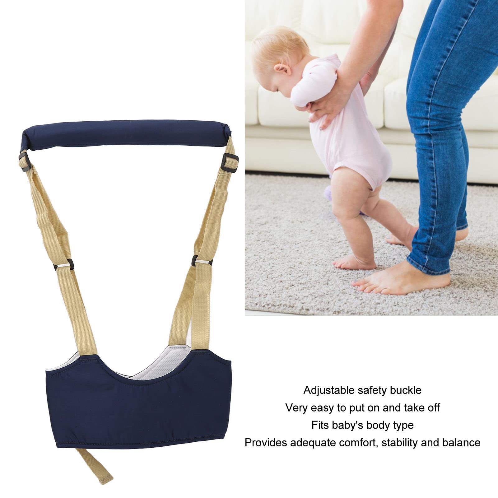 **Adjustable Soft Breathable Baby Walking Harness for Toddlers 7-24 Months - Safe & Comfortable Infant Walker Helper (Dark Blue) - Perfect for Learning to Walk, Outdoor Adventures & Travel**