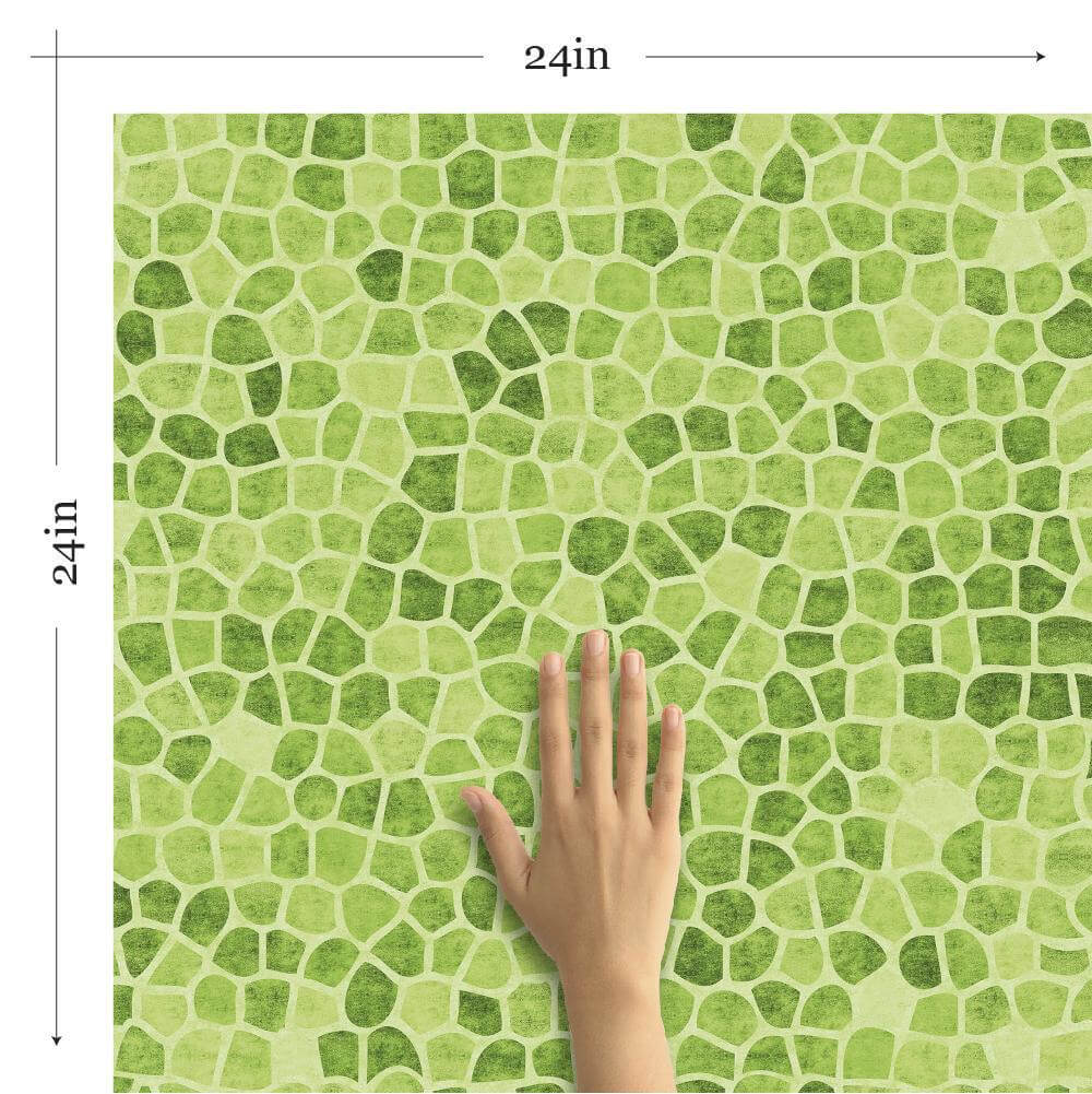 Green Mosaic Tile Adhesive Peel and Stick Removable Wallpaper 35