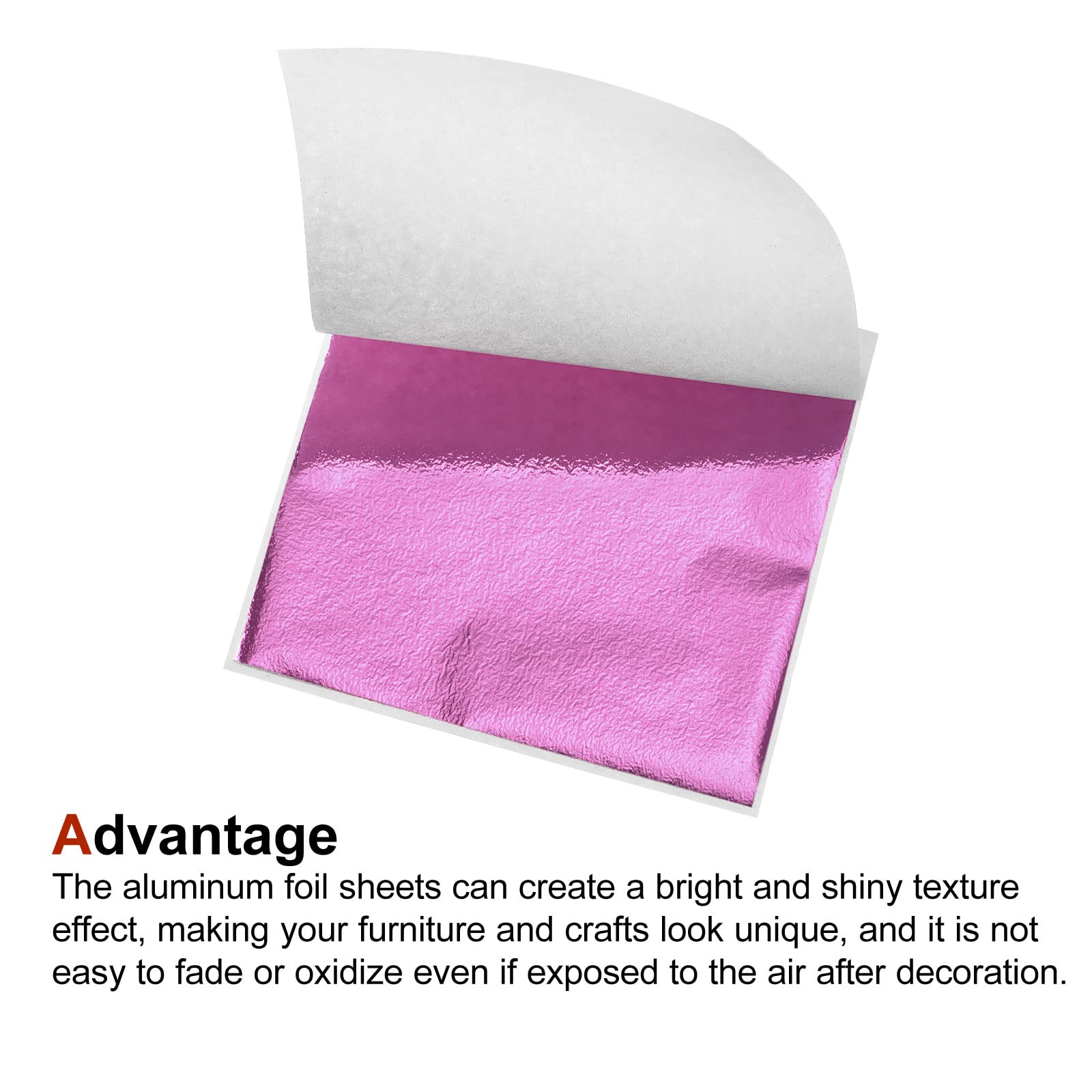 Premium Gold Leaf Foil Sheets - 100 Pack Pink Metallic Leaf Paper 3.3