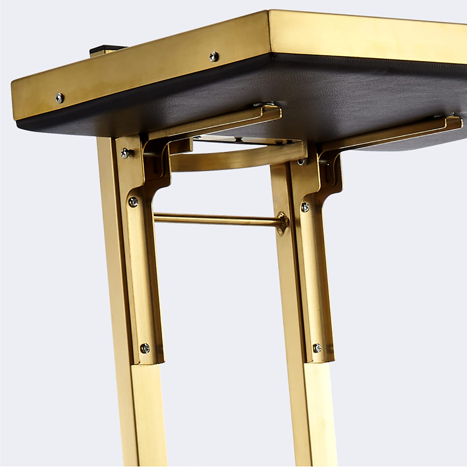 KTOL 2-Tier Rolling Cart - Stainless Steel Mobile Utility Cart with Wheels for Salon, Kitchen, Bedroom & Tattoo Shop | 34x12x16 Inch Gold Metal Storage Trolley | Perfect for Organizing Beauty Supplies, Cooking Utensils & Home Essentials