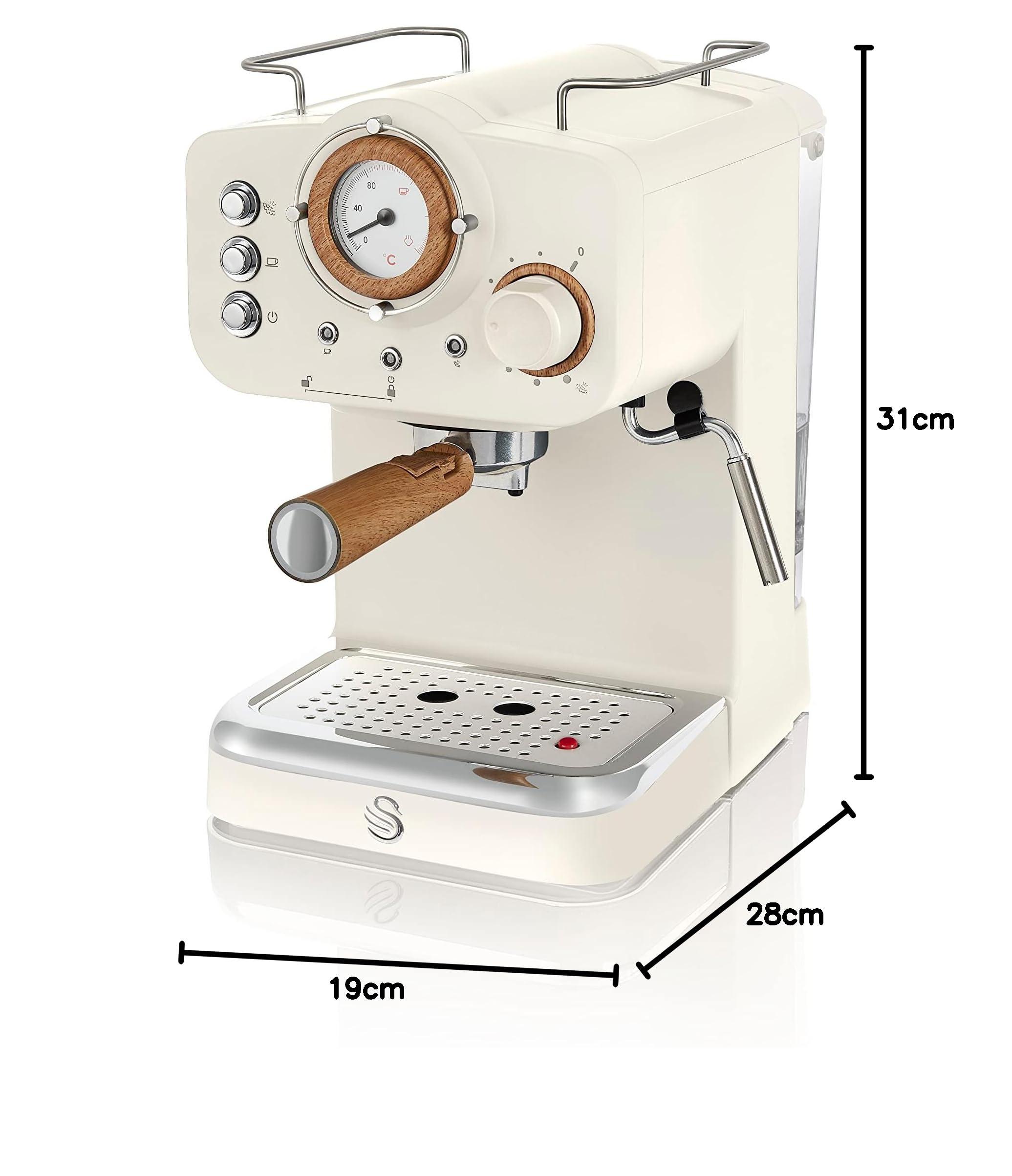 Swan SK22110WHTN Nordic Espresso Coffee Machine with Milk Frother - 1100W Steam Pressure Control, 1.2L Removable Water Tank in Cotton White - Perfect for Home Baristas & Coffee Lovers (Great for Breakfast, Office Use & Entertaining Guests)