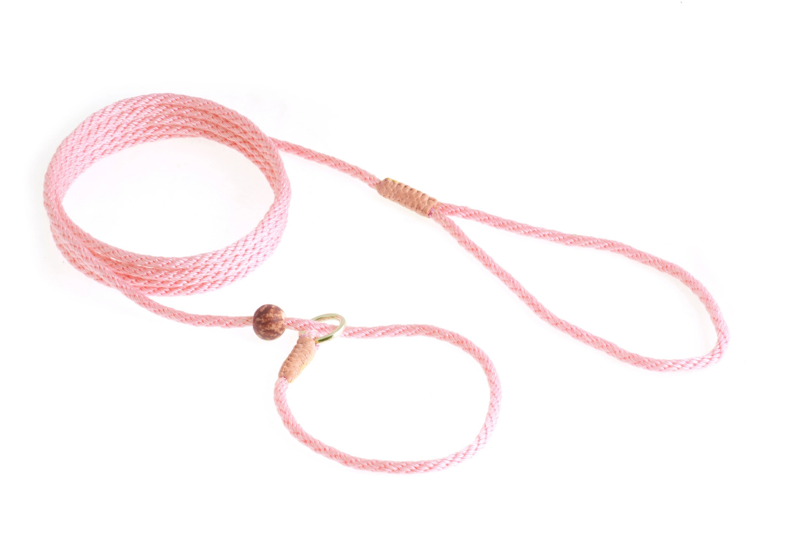 Alvalley Adjustable Nylon Dog Training Leash with Braided Leather Ends & Tagua Bead Stopper - Durable Slip Lead for Walking, Obedience Training & Outdoor Adventures - Perfect for Small to Medium Dogs