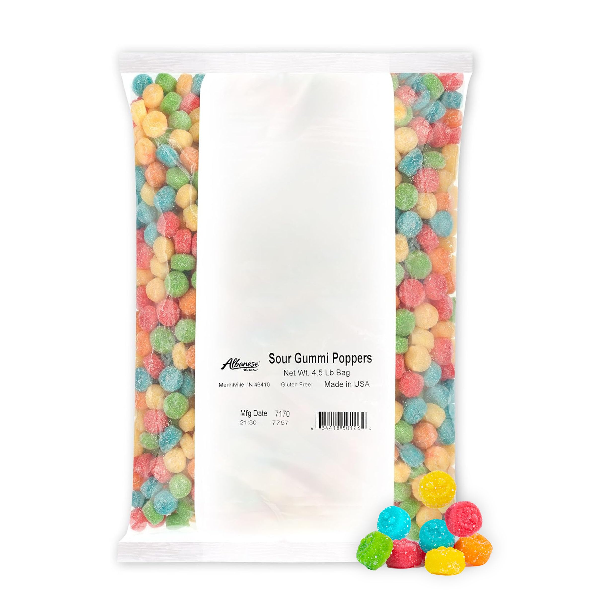 Albanese World's Best Sour Gummi Poppers - 4.5lb Bulk Candy for Parties, Gifts & Movie Nights - Assorted Flavors Sour Gummy Candy Snacks