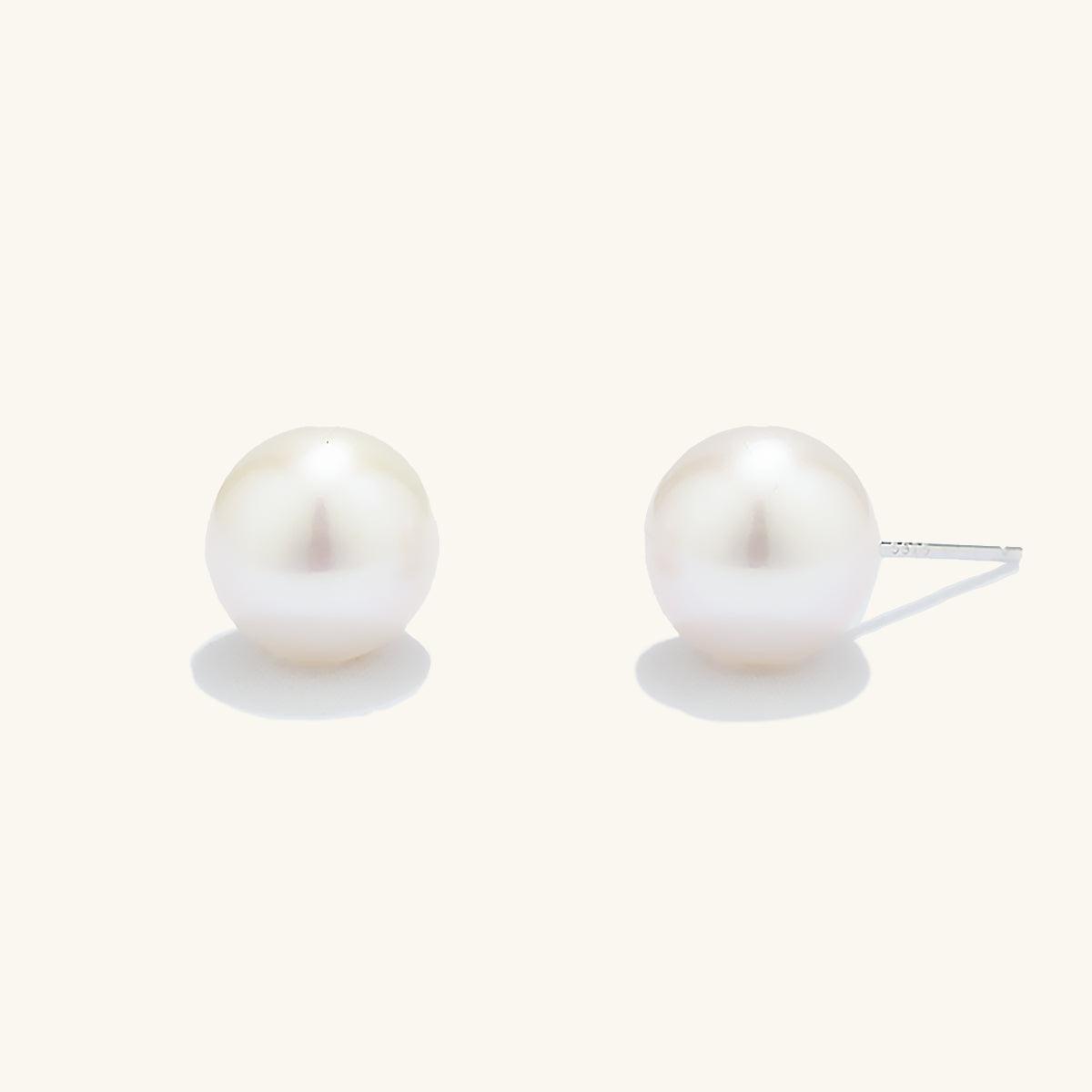 AAA Freshwater Pearl Stud Earrings 9.5-10mm - Classic Round White Pearl Earrings for Women, Gift Box Included | Perfect for Weddings, Office Wear & Special Occasions