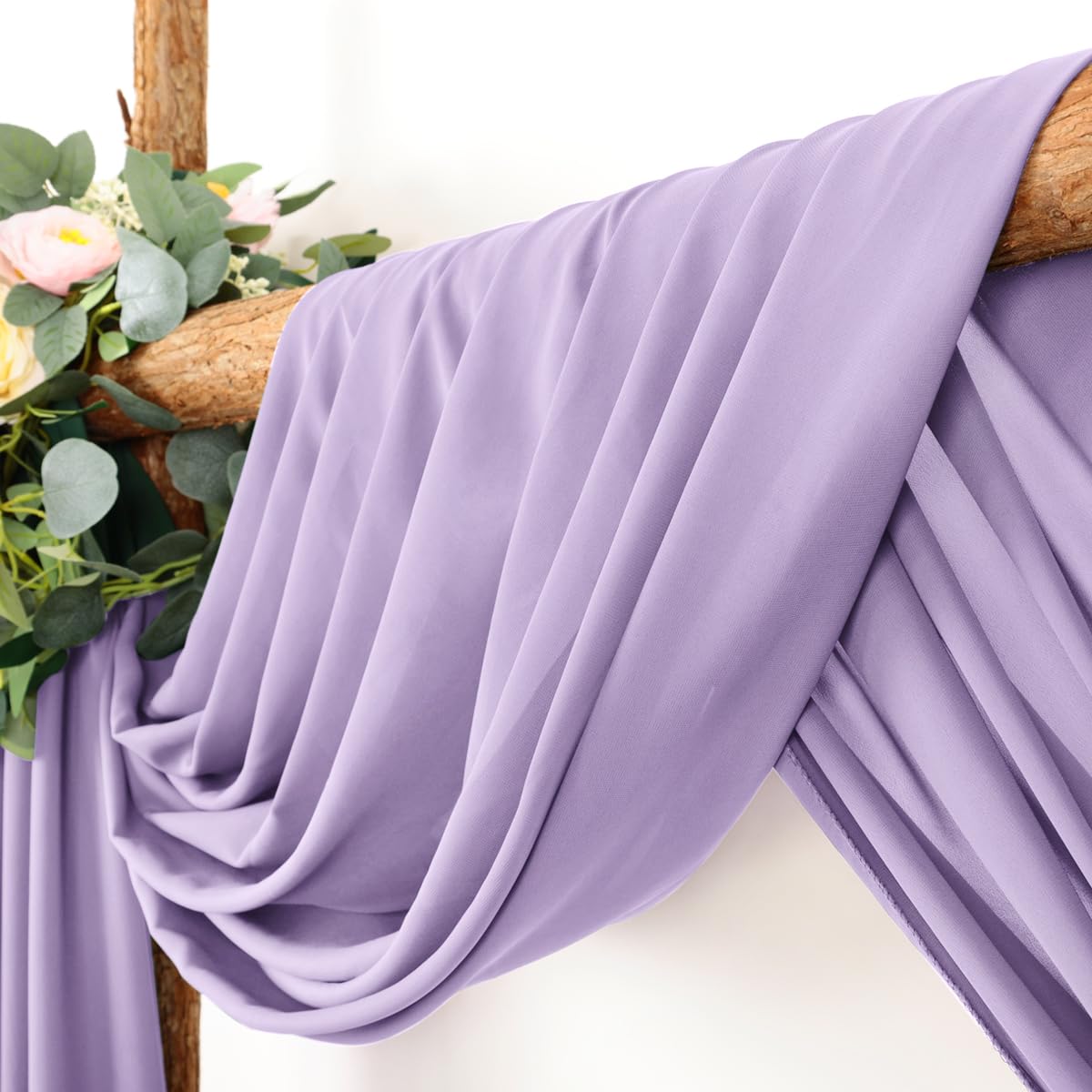 Lilac Sheer Chiffon Wedding Arch Draping Fabric - 2 Panels 30'' x 18FT for Bridal Shower, Easter Party & Church Ceremony Decor | Elegant Backdrop for Outdoor Weddings, Garden Parties & Photo Shoot Background