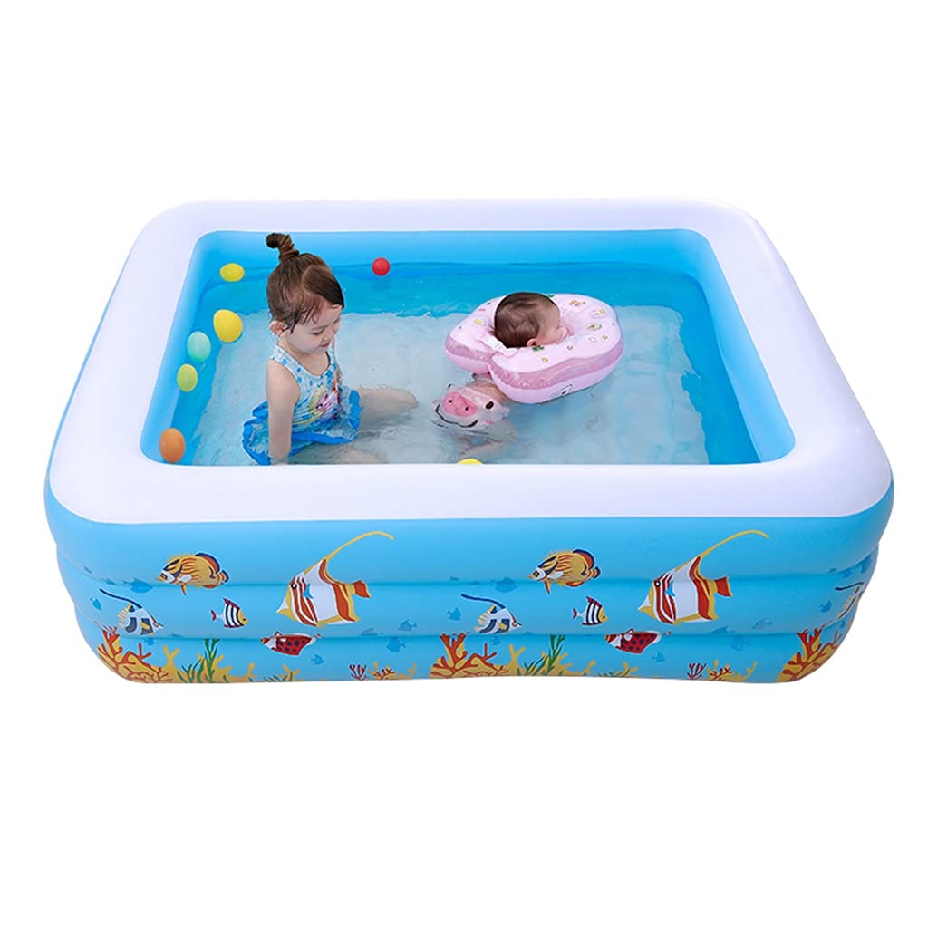 **Best Inflatable Swimming Pools for Adults & Kids - Large Outdoor Rectangular Garden Pool (180x140x60cm) with Thickened Bubble Bottom - Perfect for Backyard, Summer Parties & Family Fun (Blue)**