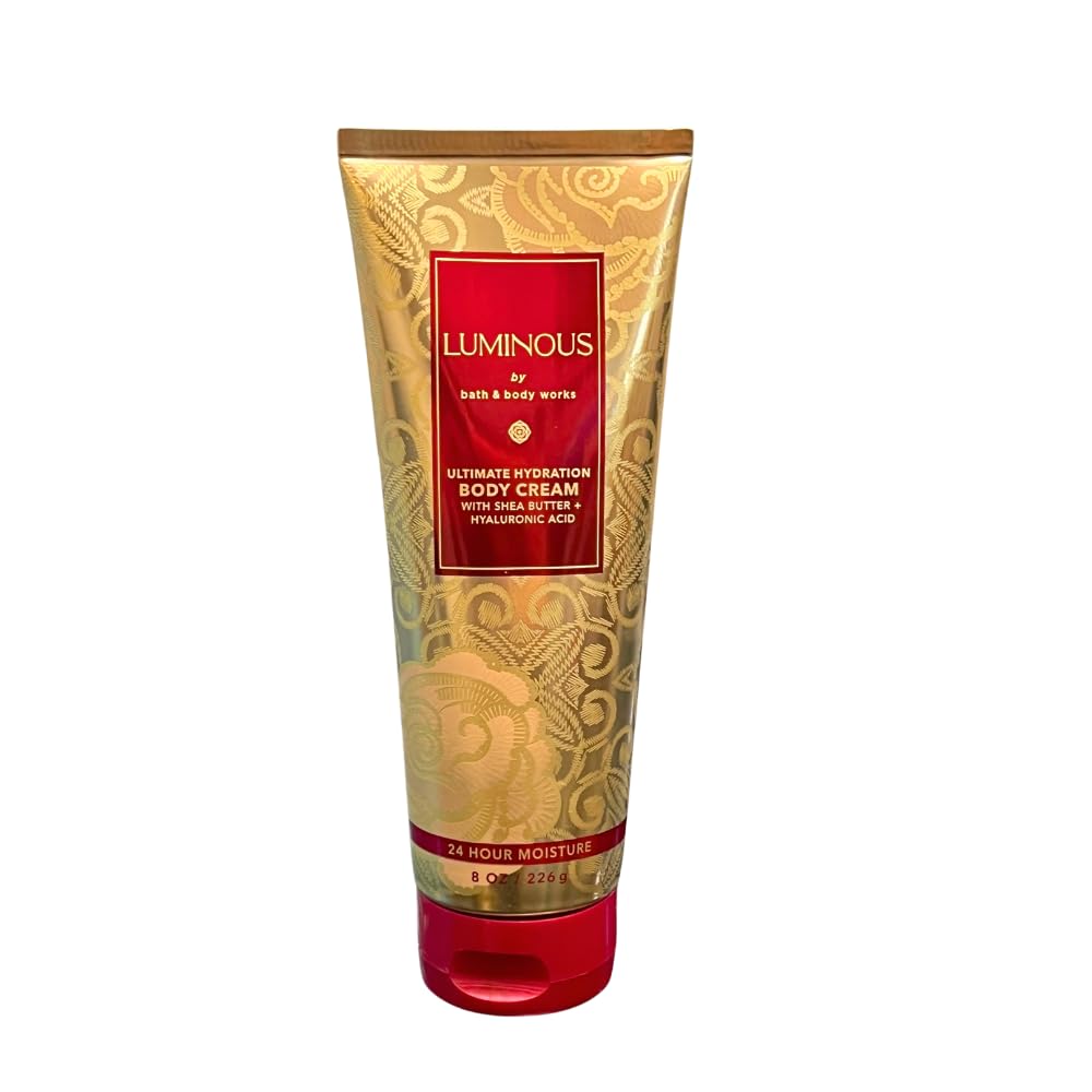 Bath & Body Works LUMINOUS Exfoliating Body Scrub & Ultra Hydrating Body Cream 2-Piece Gift Set with Blue Bow - Perfect Holiday Gift for Women, Spa Day Essential, Self-Care Luxury