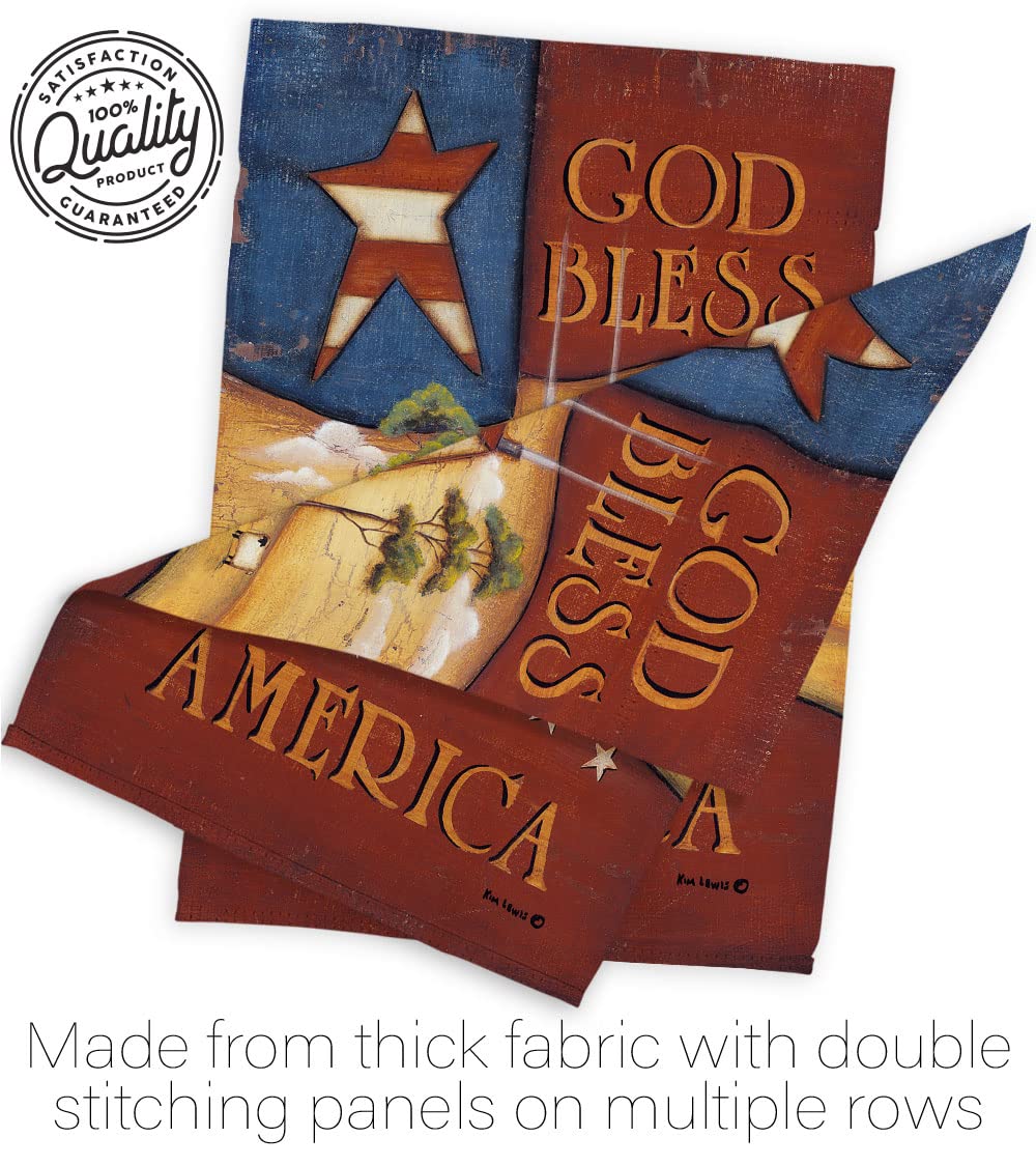 God Bless America Patriotic House Flag Set 28x40 with Pole - Outdoor Decor