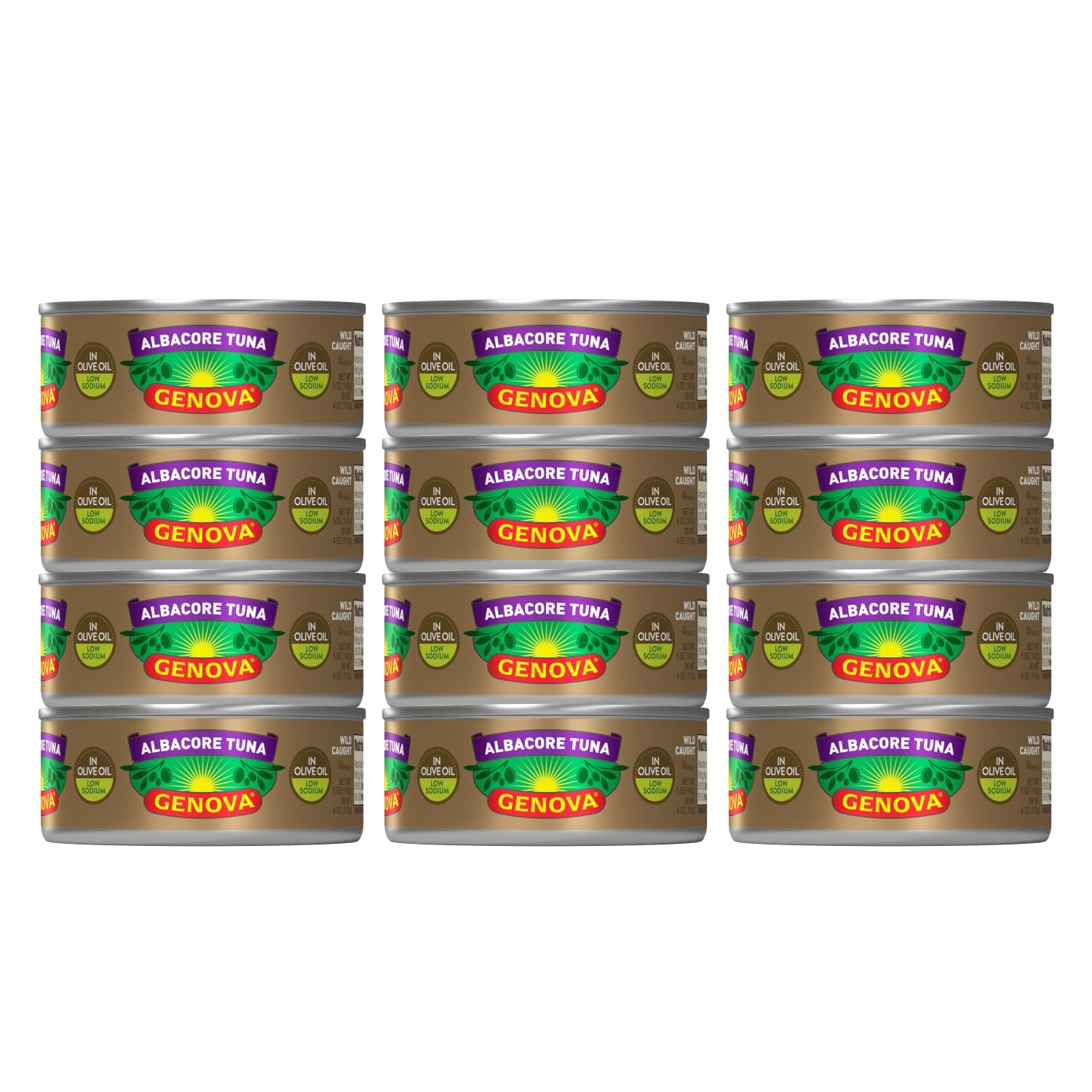 Premium Wild-Caught Albacore Tuna in Olive Oil - Low Sodium, Solid White, 5oz Cans (Pack of 12) | High Protein Canned Fish for Salads, Sandwiches & Keto Meals