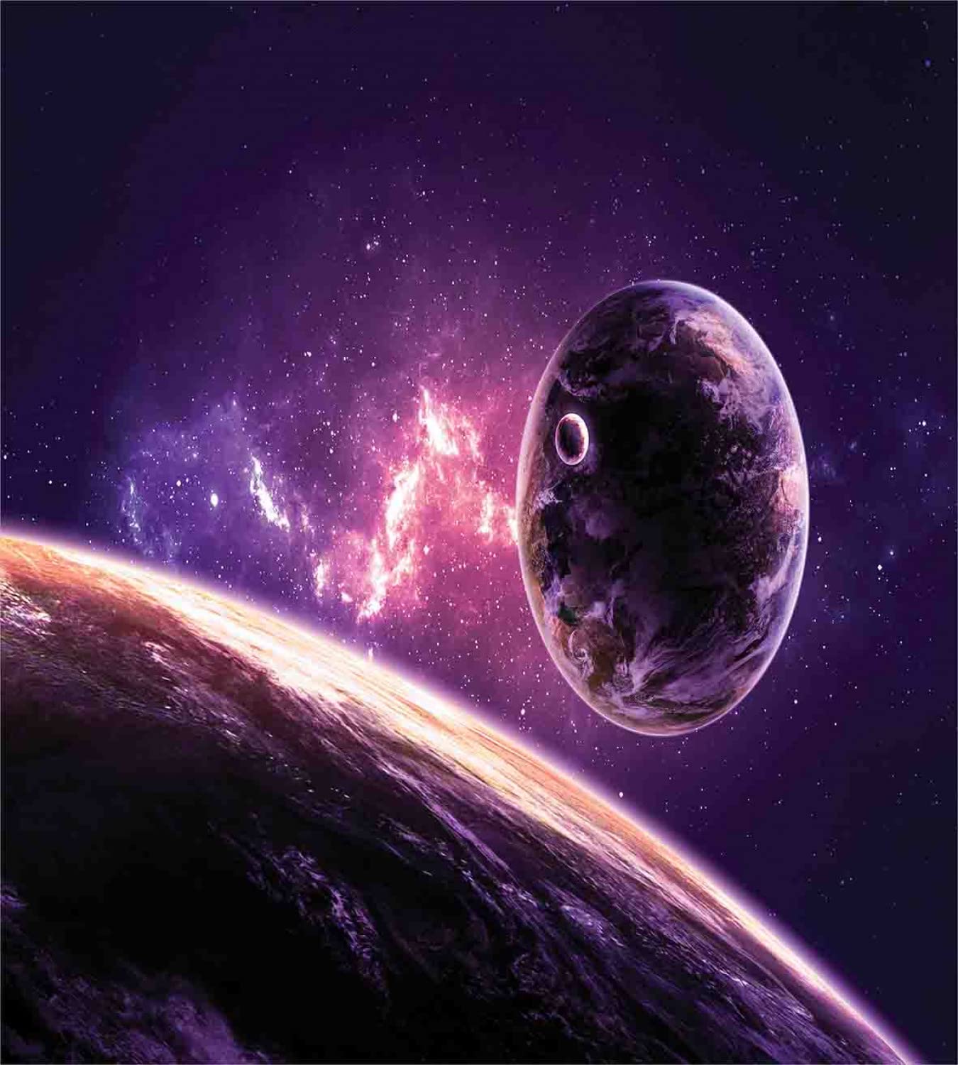 Ambesonne Galaxy Duvet Cover Set - Twin Size 2-Piece Set with Purple Nebula & Planets Space Design, Soft Bedding Includes 2 Duvet Covers & 2 Pillowcases - Perfect for Astronomy Lovers' Bedroom Decor & Gift Ideas