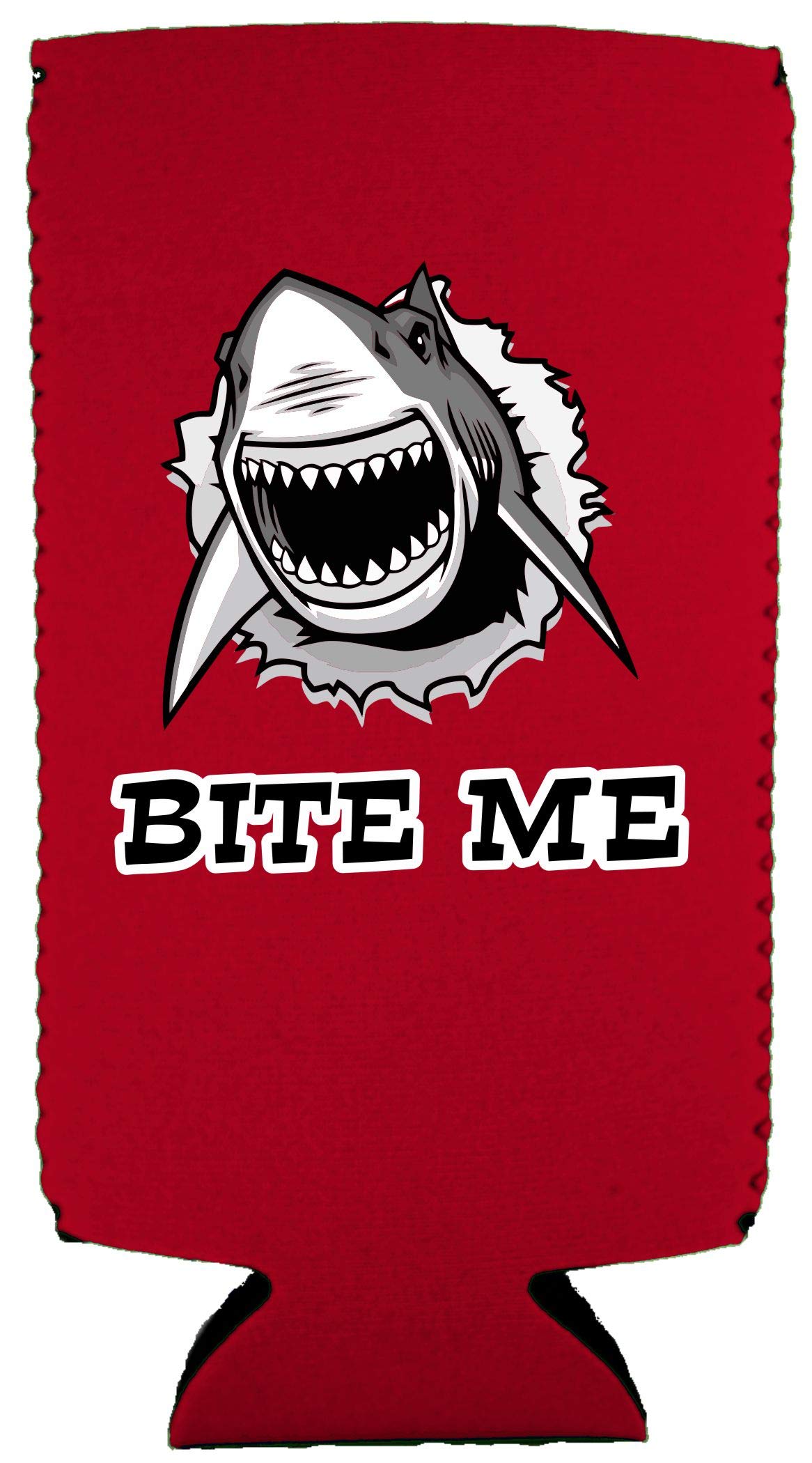 Bite Me Shark Slim Can Cooler - Insulated Can Holder for Beer & Soda (Red, 1-Pack) - Perfect for Beach Parties, BBQs & Outdoor Adventures
