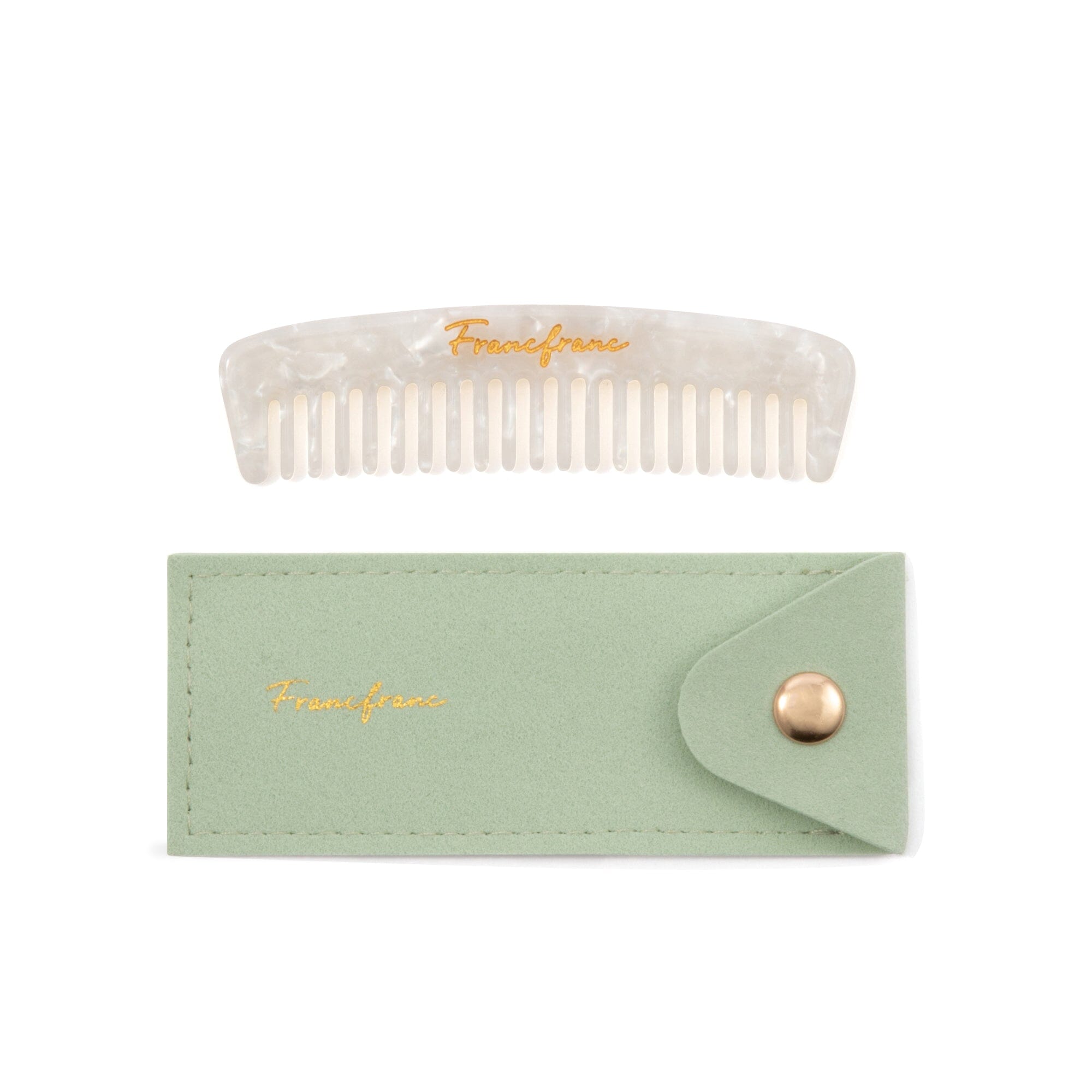 Compact Comb with Pouch - White | Travel-Friendly Hair Comb for Men & Women | Perfect for Travel, Gym, and On-the-Go Styling