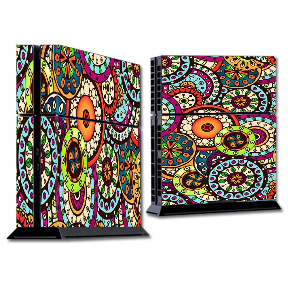 PS4 Skin Wrap - Vinyl Decal Stickers for Sony PlayStation 4 Console - Ethnic Circles Design - Perfect for Gaming Setups & Personalization