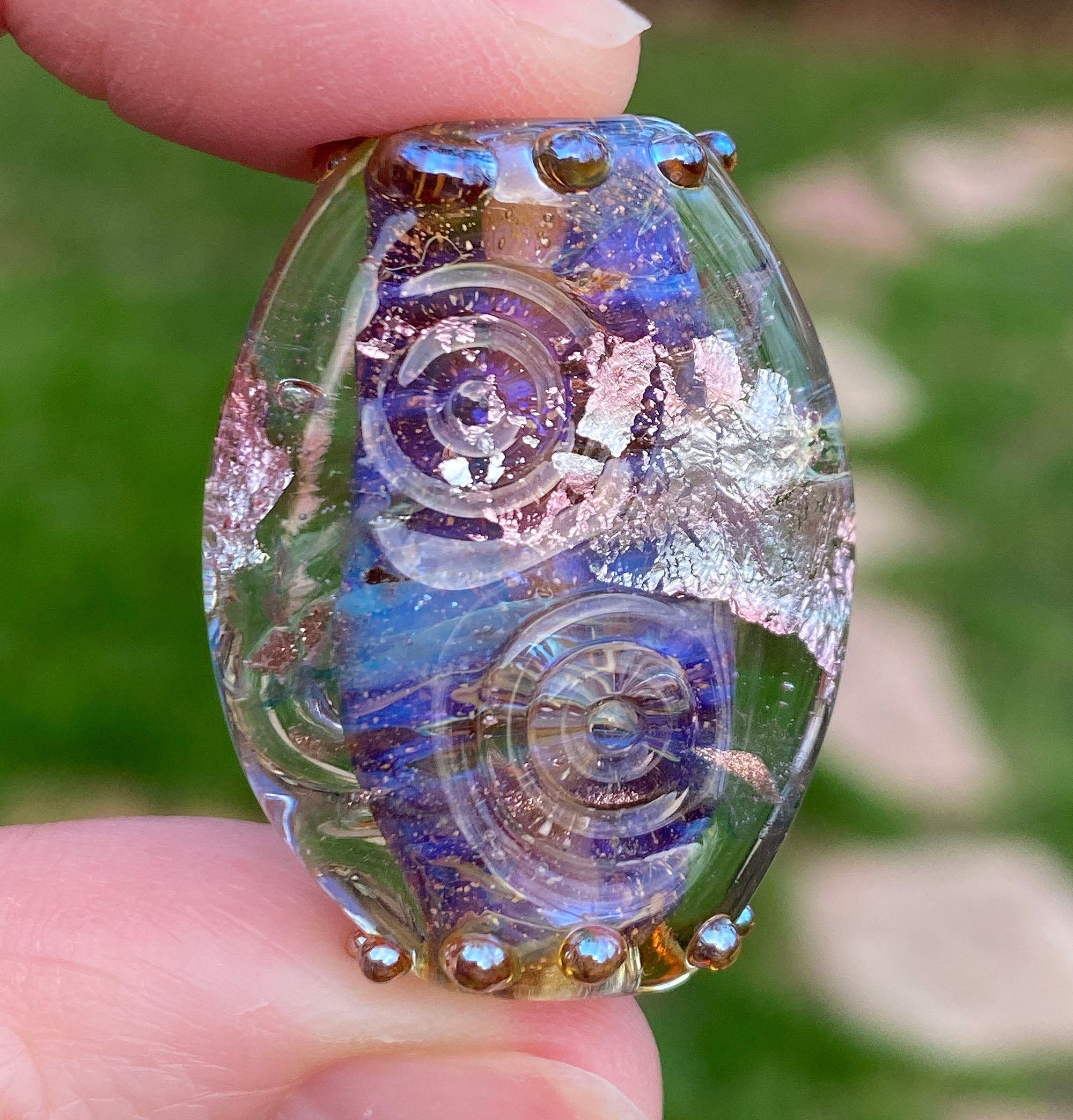 Handmade Purple Shimmer Lampwork Glass Focal Bead for Jewelry Making - Perfect for Necklaces, Bracelets & DIY Craft Projects