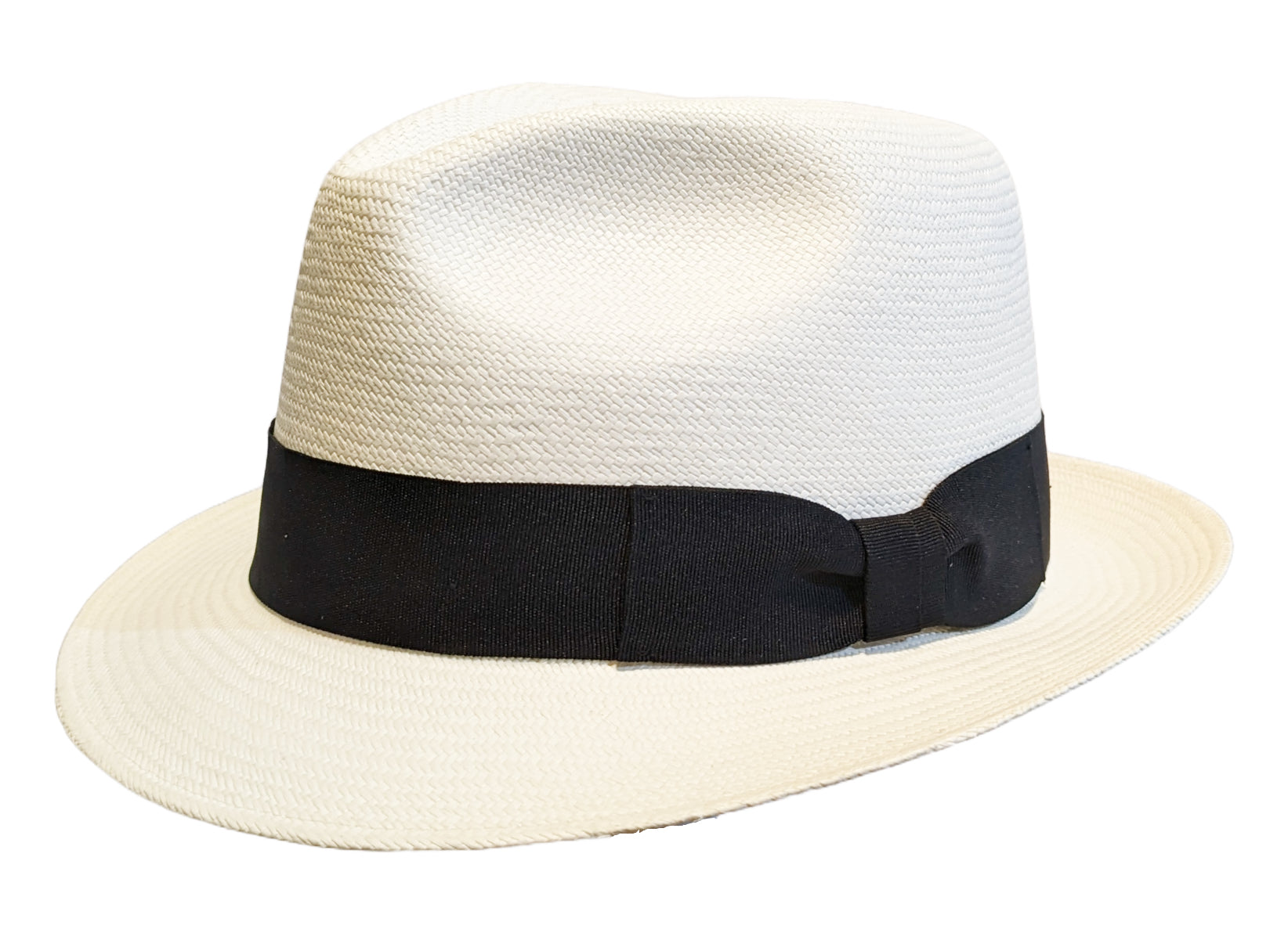 Premium K. Dorfzaun Grade 8 Fine Weave Trilby Style Panama Hat in White with Black Band - Perfect for Summer Outings, Beach Vacations & Outdoor Events
