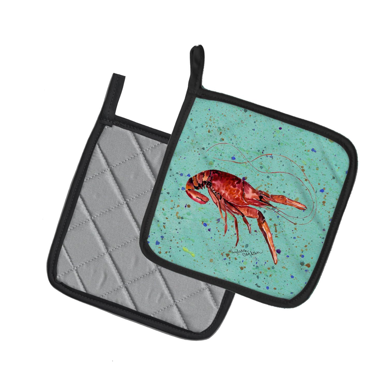Crawfish Kitchen Pot Holders Set - Heat Resistant Oven Mitts for Cooking, Baking & BBQ (7.5
