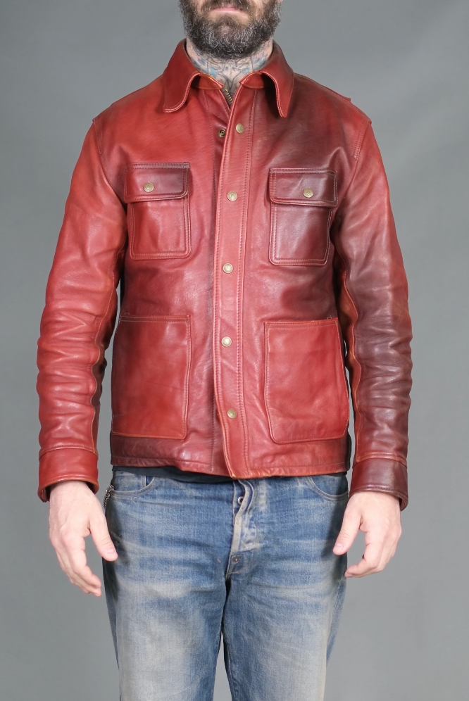 Hand-Dyed Chore Jacket in Camel & Red | Premium Cotton Workwear | The Shop Vancouver | Perfect for Outdoor Work, Casual Wear & Street Style Fashion