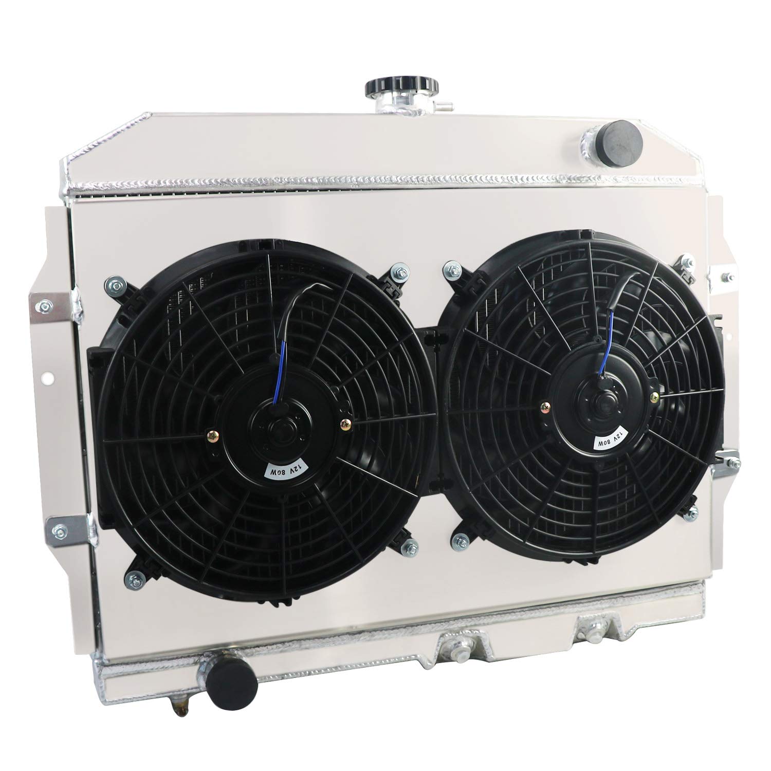 1958-1974 AMC Rambler Javelin AMX SST DPL V8 3 Row Aluminum Radiator with Cooling Fan Shroud - High Performance Cooling Upgrade for Classic Muscle Cars & Hot Rods