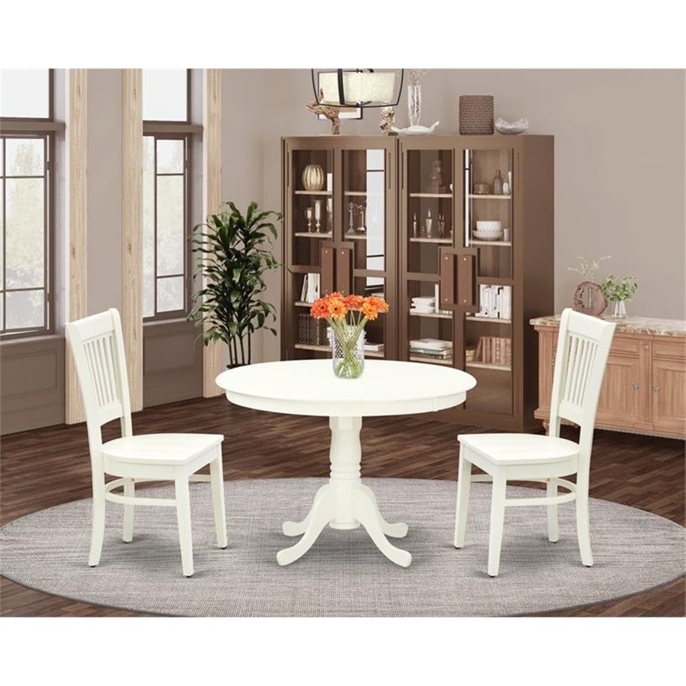 East West Furniture HLVA3-LWH-W 3-Piece White Linen Dining Set with 42