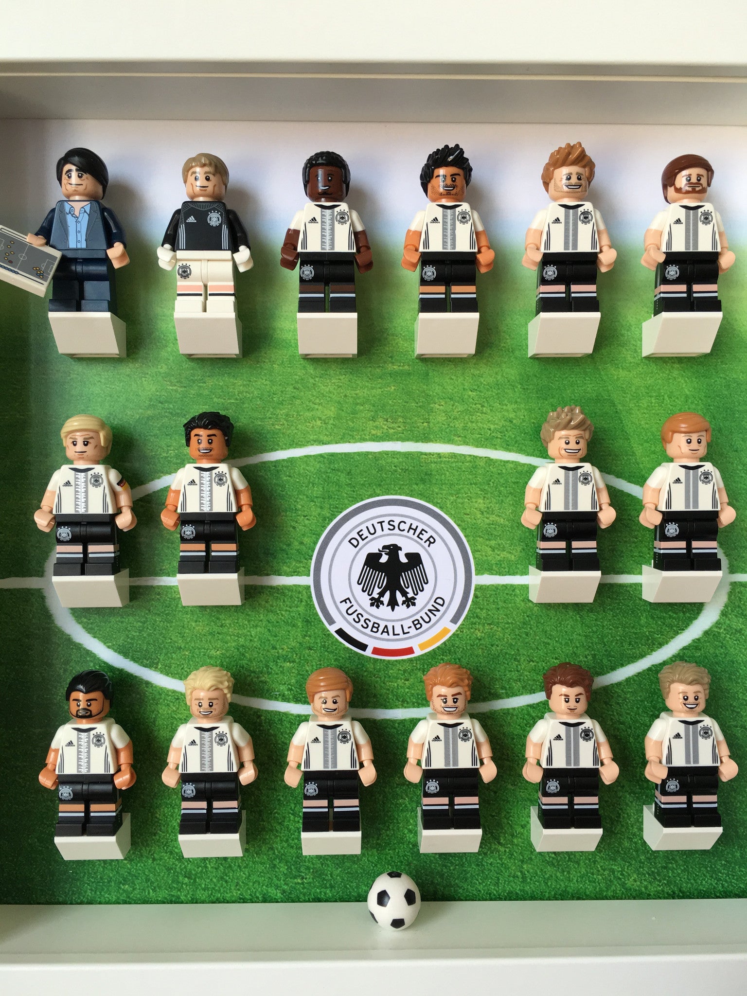 Official LEGO DFB German Football Team Minifigure Display Frame - Collectible Soccer Player Showcase for Home, Office & Fan Room Decor