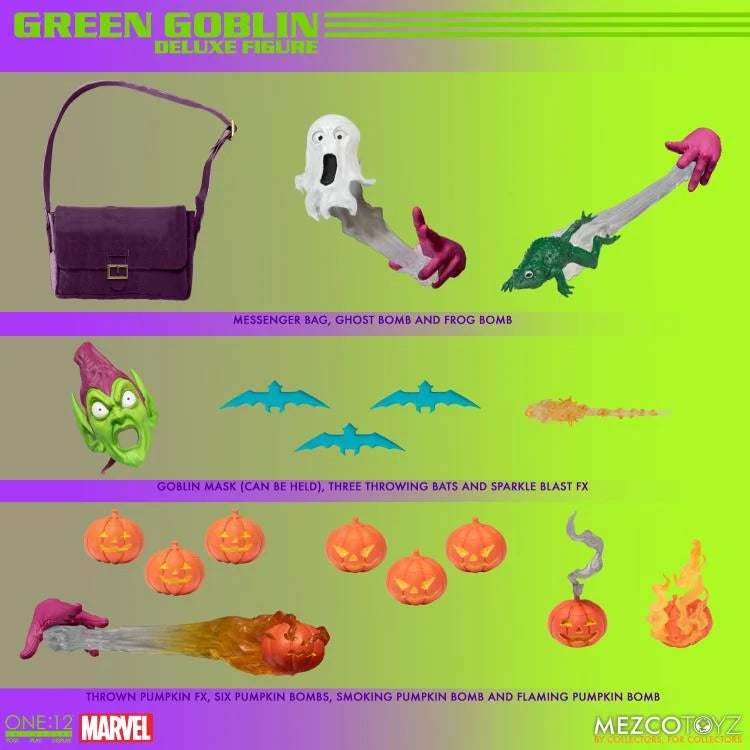 Mezco One:12 Collective Green Goblin Action Figure - Premium 6-Inch Marvel Collectible for Display & Role Play - Perfect for Comic Fans & Collectors