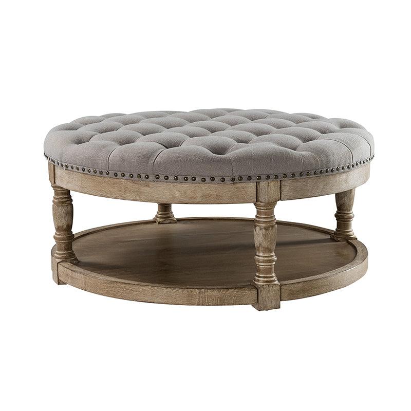 Danilynn Tufted Round Cocktail Ottoman Coffee Table - Stylish Footrest & Side Table for Living Room, Bedroom & Lounge Areas
