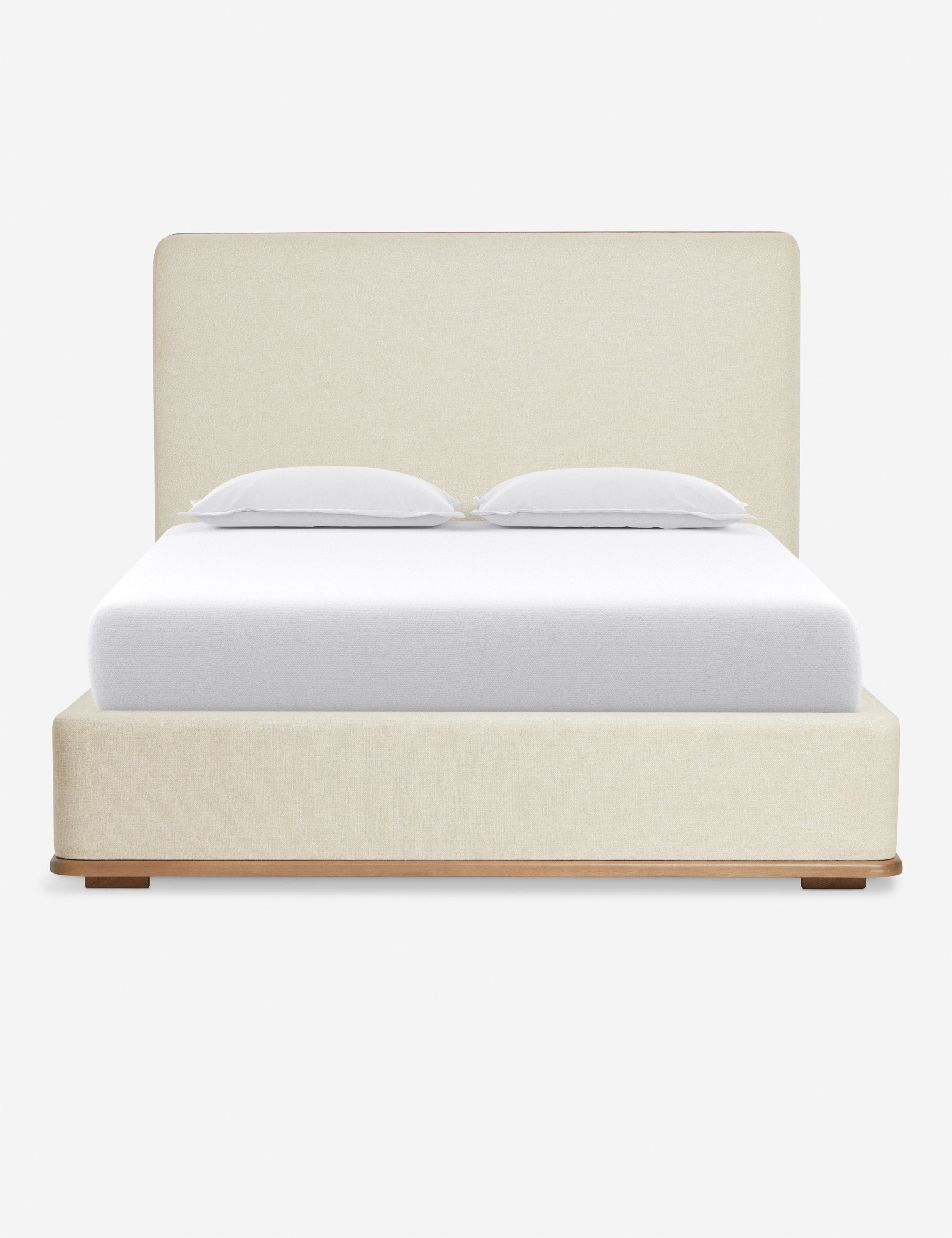 Delphine Bed by DISC Interiors - Modern Platform Bed Frame with Upholstered Headboard | Perfect for Contemporary Bedroom, Guest Room & Master Suite Decor