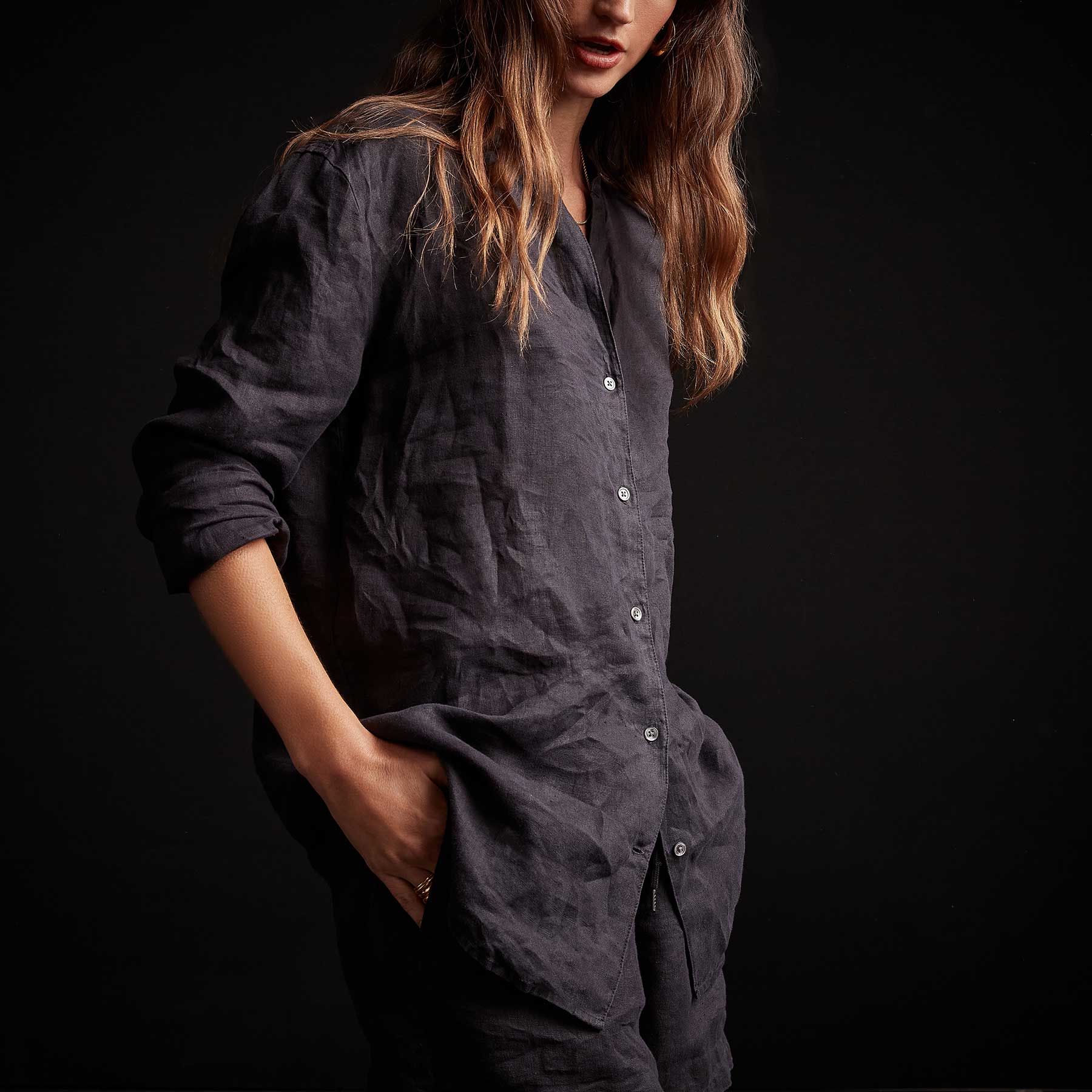 Lightweight Linen Shirt for Men - French Navy Blue Casual Button Down Shirt | Breathable Summer Shirt for Travel, Beach & Outdoor Activities