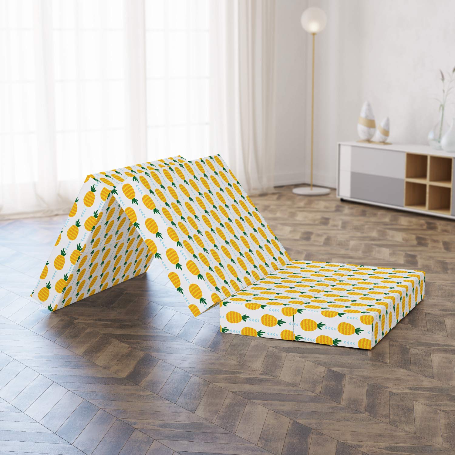 Ambesonne Pineapple Foldable Mattress - Modern Tropical Fruit Design, 74.8