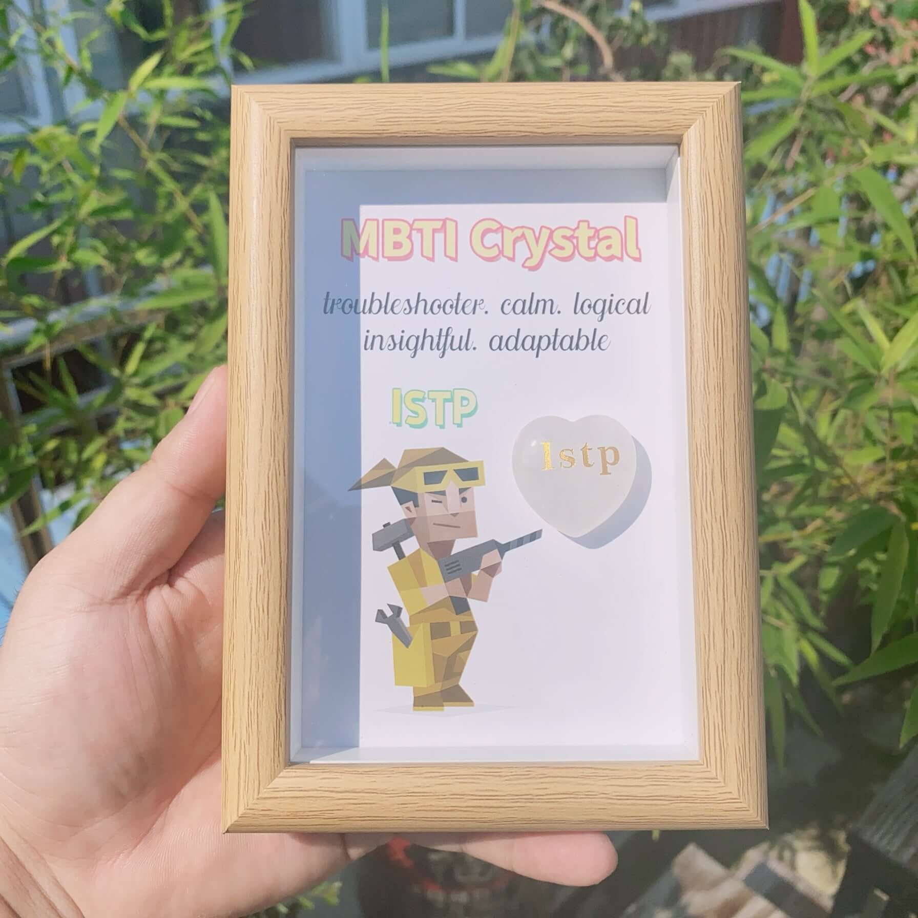 MBTI Personality Crystal Frame - Spiritual Healing Gift for Self-Care & Meditation | Perfect for Office Desk Decor, Yoga Room, and Mindfulness Practice (KV001)
