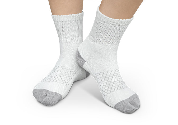 Bunion Relief Padded Ankle Socks for Women & Men - Soft Comfort Socks for Bunions, Hammertoes & Foot Pain - Breathable Cotton White Socks for Work, Walking & Everyday Wear