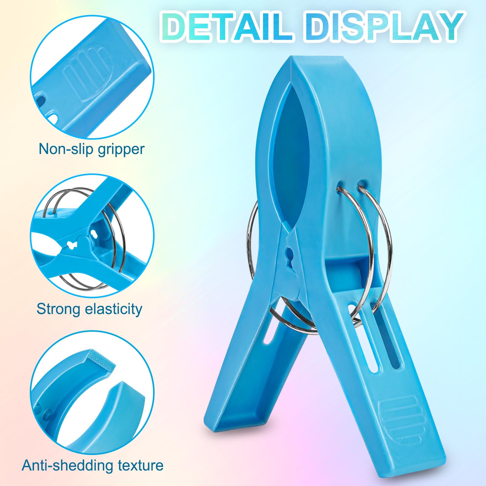 8 Pack Beach Towel Clips - Heavy Duty Plastic Chair Clips, Towel Holder & Clothes Pins for Pool, Lounge & Vacation - Secure Hanging Clamps for Beach, Gym & Outdoor Activities