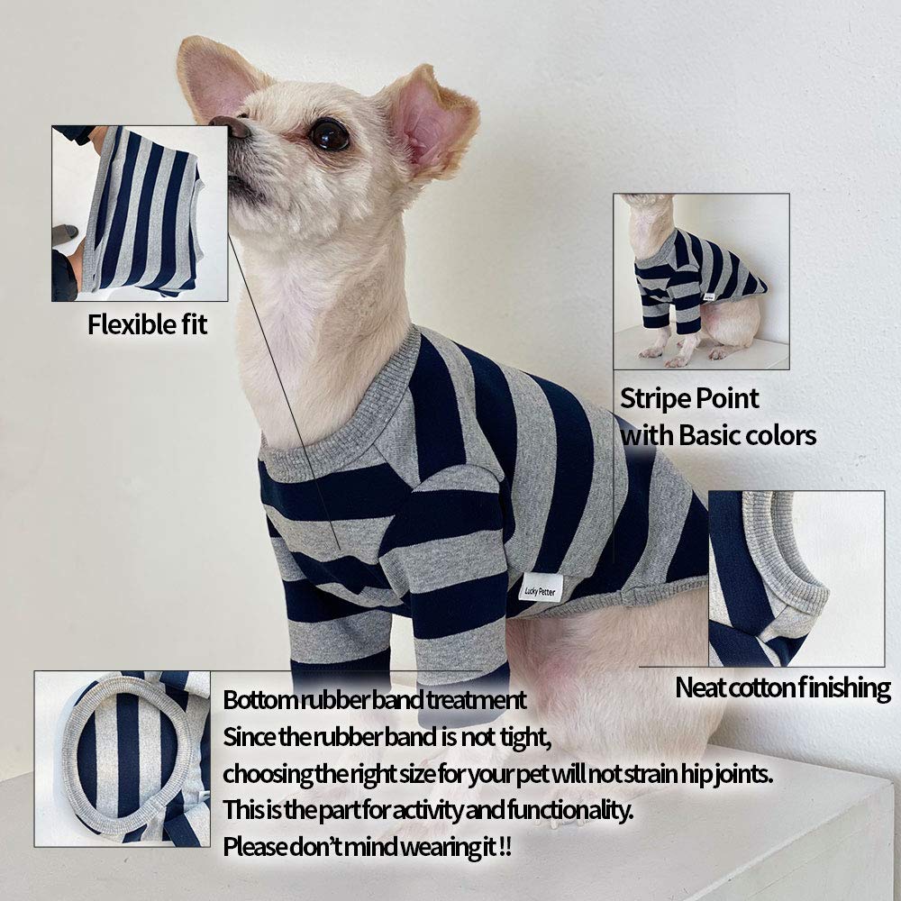 Soft Breathable Cotton Rugby Striped Dog T-Shirt for Small & Large Dogs - Pet Clothes (X-Small, Red/Navy) - Perfect for Daily Walks, Playtime & Photo Shoots