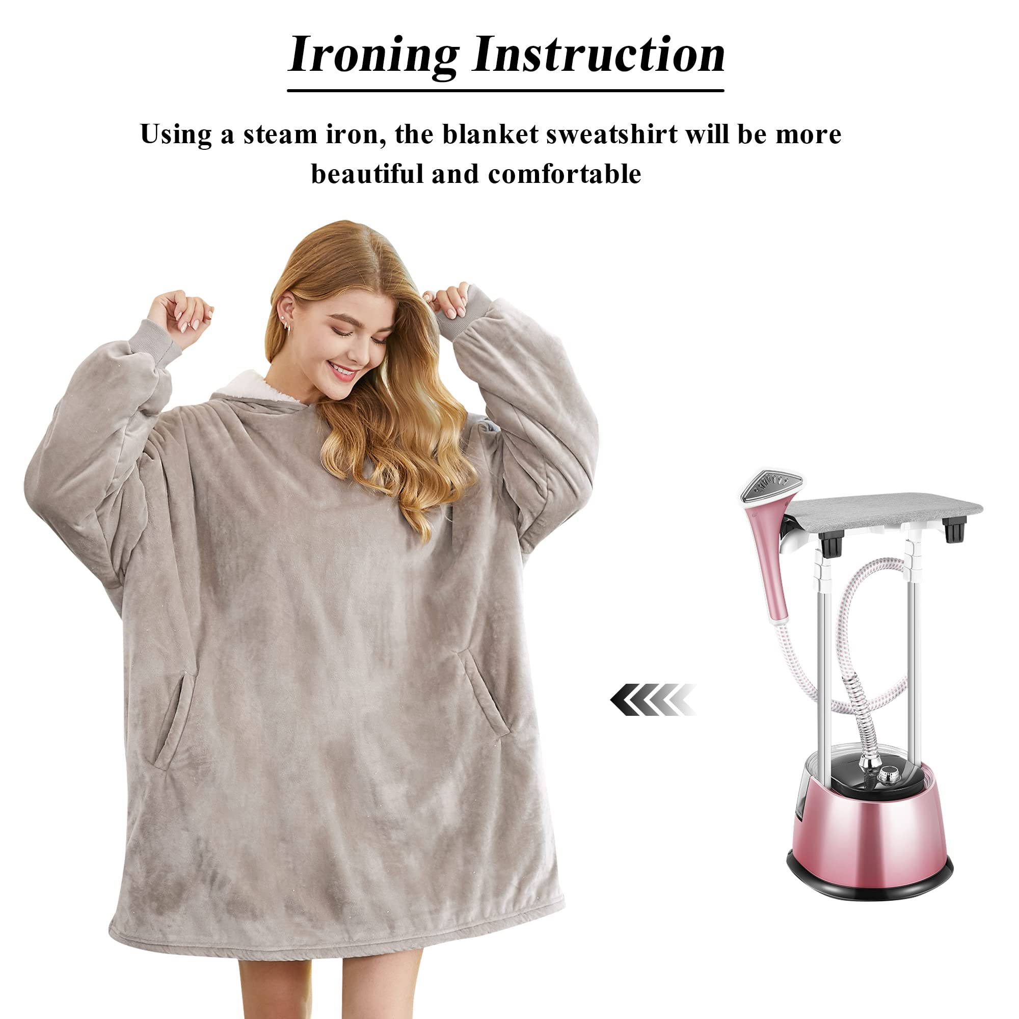 Felicigeely Oversized Wearable Blanket Hoodie for Women & Men - Soft Fleece Sweatshirt with Pockets & Sleeves - Warm Grey Hooded Blanket Gift for Her, Mom, Girlfriend - Perfect for Lounging, Netflix Nights & Cold Weather