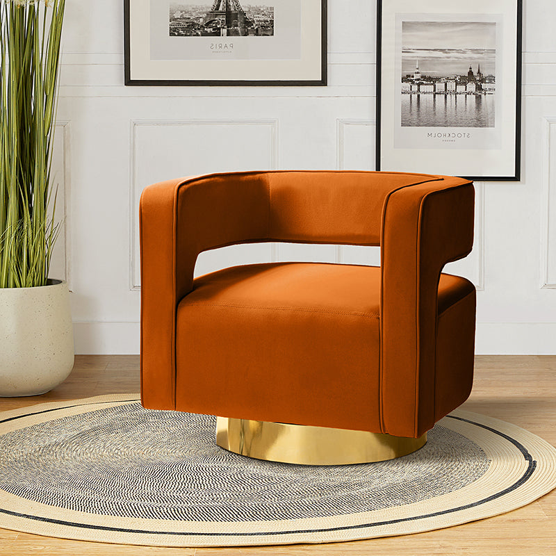Agata Velvet Swivel Barrel Armchair - Modern Velvet Accent Chair with 360° Rotation for Living Room, Bedroom & Office
