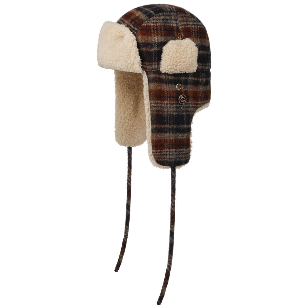 Stetson Checked Bomber Aviator Hat for Men - Classic Wool Blend Winter Cap with Ear Flaps - Perfect for Cold Weather, Outdoor Activities & Aviation Enthusiasts