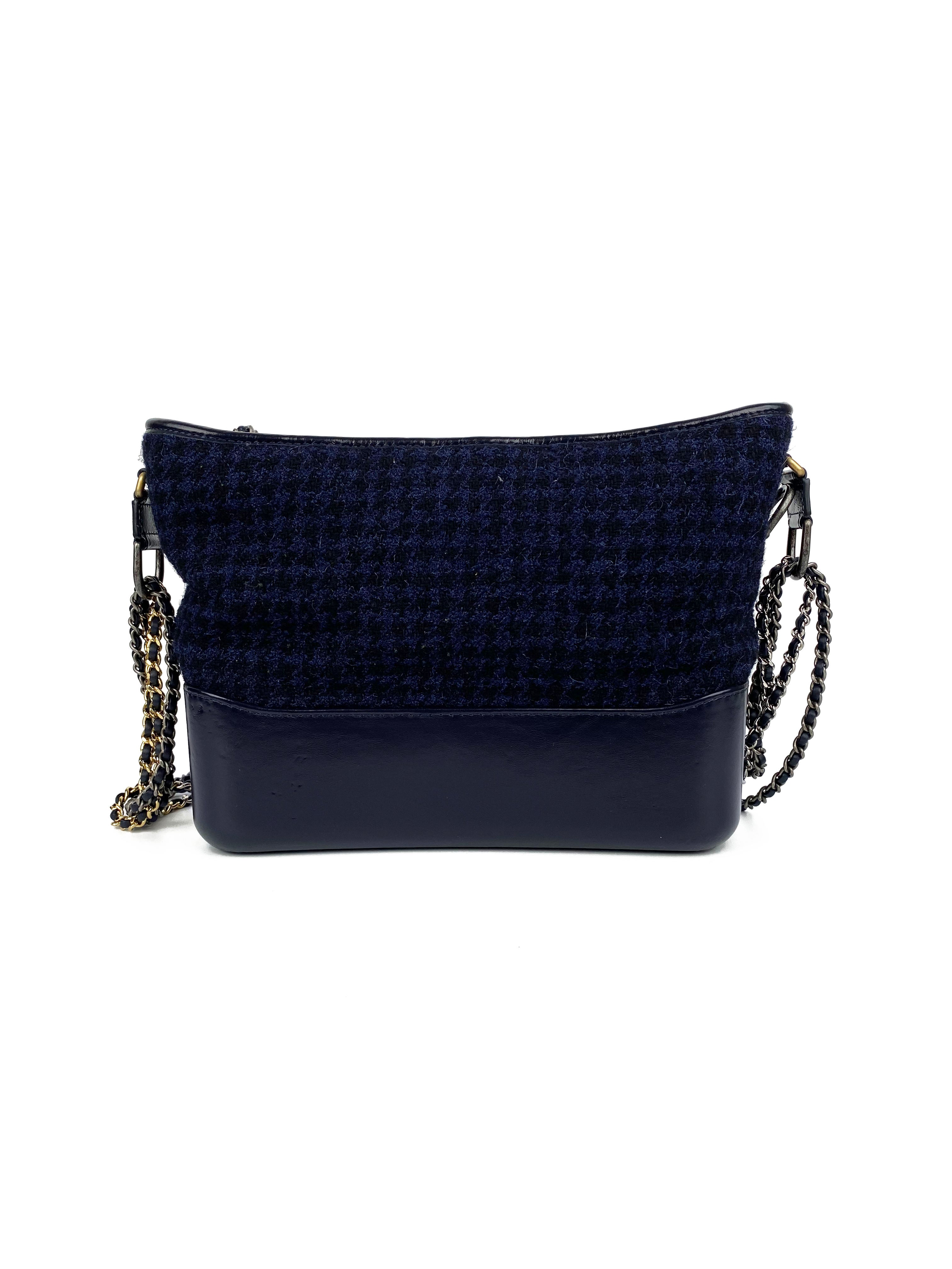 Chanel Navy Blue Tweed Gabrielle Small Handbag - Luxury Designer Shoulder Bag for Women, Perfect for Parties, Weddings & Evening Events