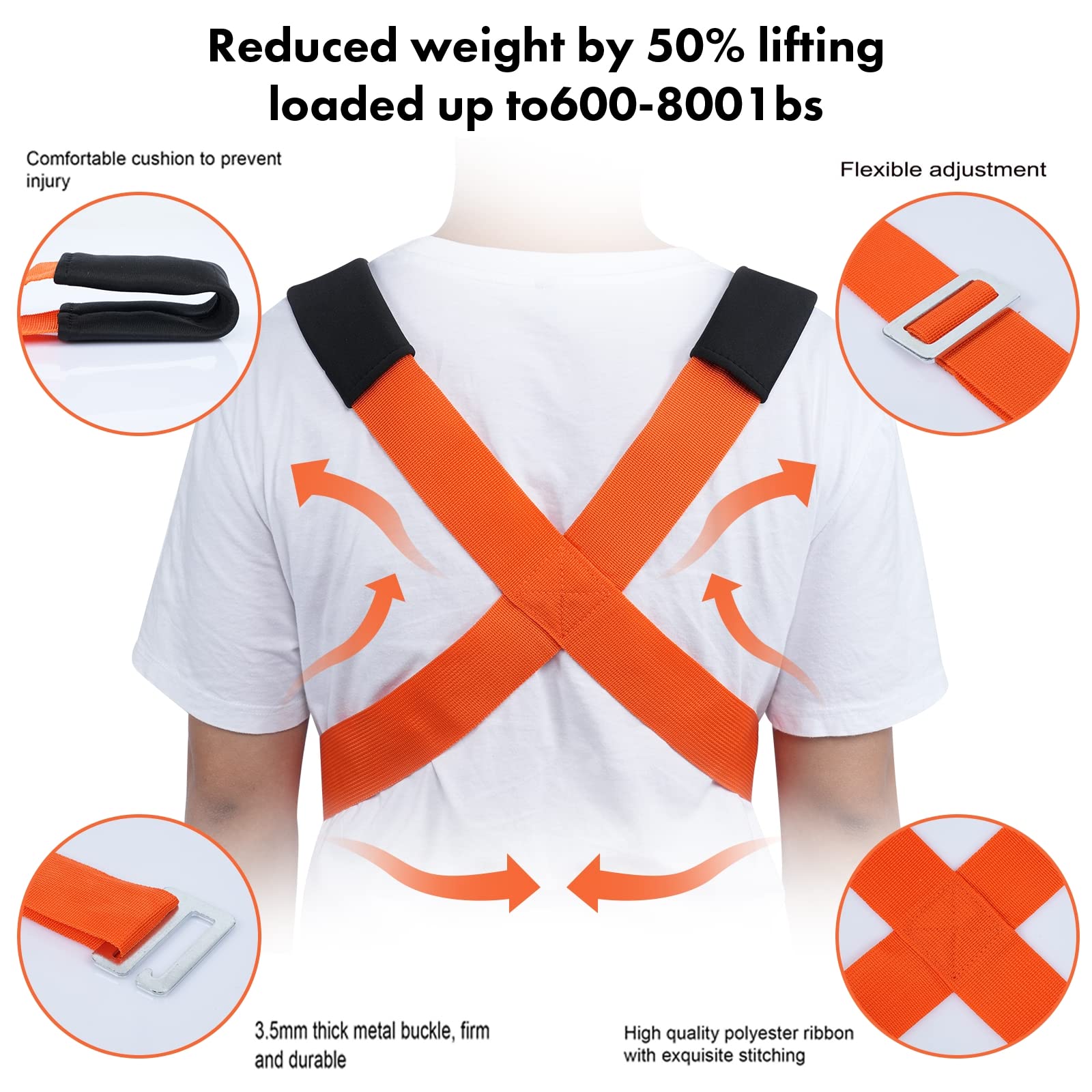 **Heavy Duty Moving Straps - Padded Lifting Harness for Furniture, Mattress & Appliances - One or Two Person Lifting System - Ergonomic Shoulder & Wrist Support for Professional Movers & DIY Home Use**    *(Perfect for Moving Heavy Couches, Mattresses, Appliances & Furniture Safely & Easily!)*