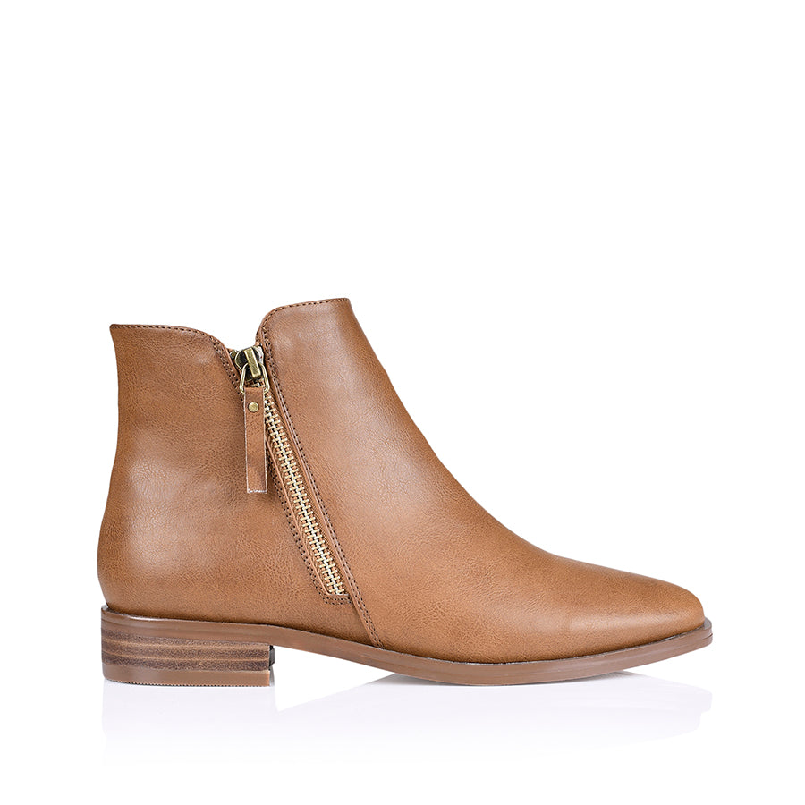 Hawk Women's Tan Soft Leather Ankle Boots - Comfortable & Stylish for Fall, Winter, and Casual Outfits