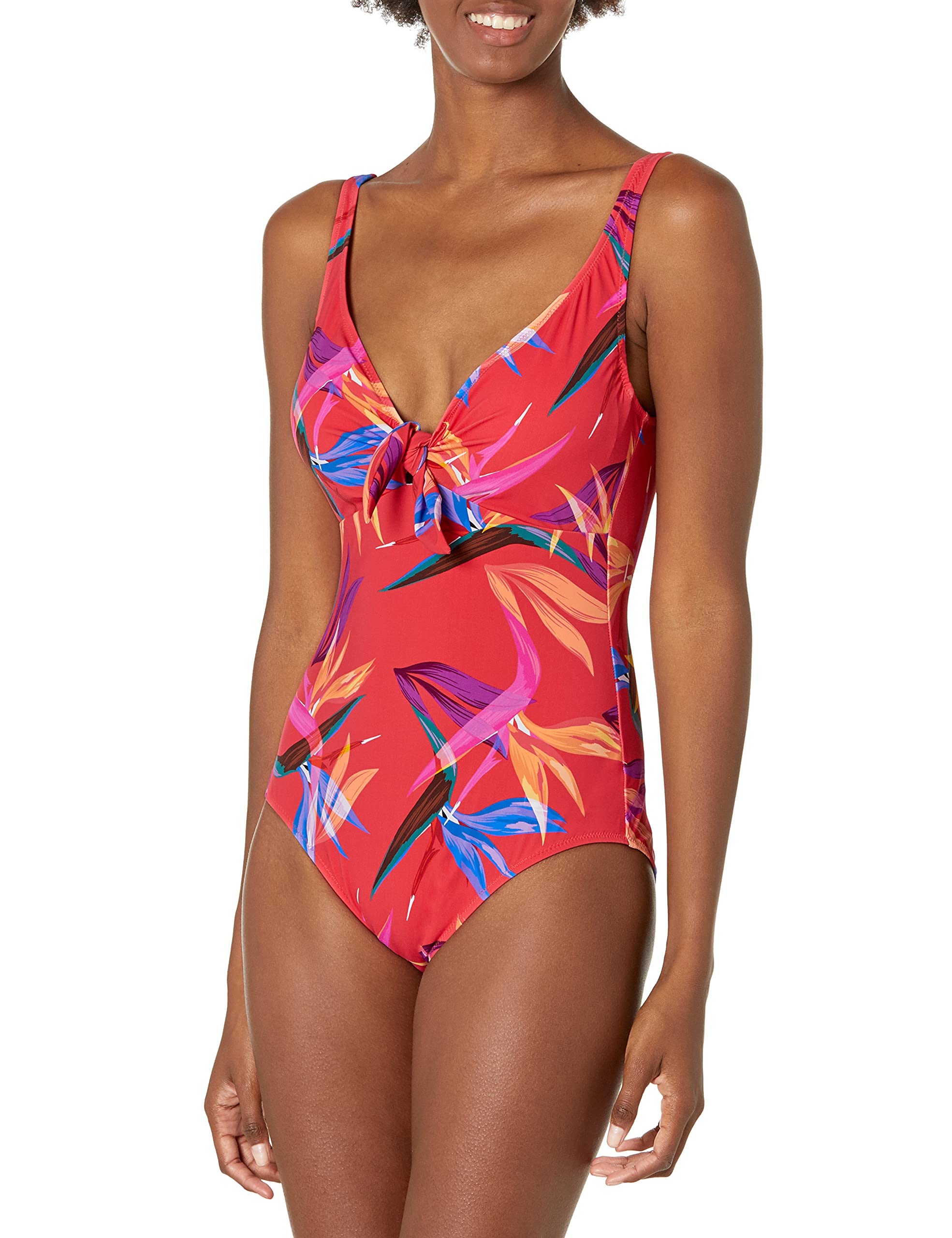 Profile by Gottex Women's Paradise V Neck One Piece Swimsuit - Sexy High Cut Monokini for Beach, Pool & Vacation | Flattering Fit for Summer Swimwear