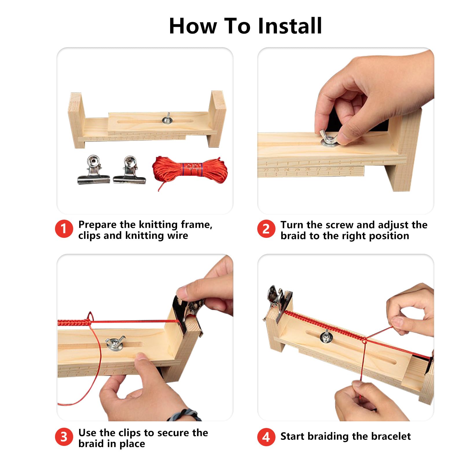 Xximuim Adjustable Wooden Paracord Bracelet Jig Kit - DIY U-Shape Frame for Braiding Wristbands, Rope Knots & Survival Bracelets | Perfect for Camping, Hiking & Outdoor Crafts