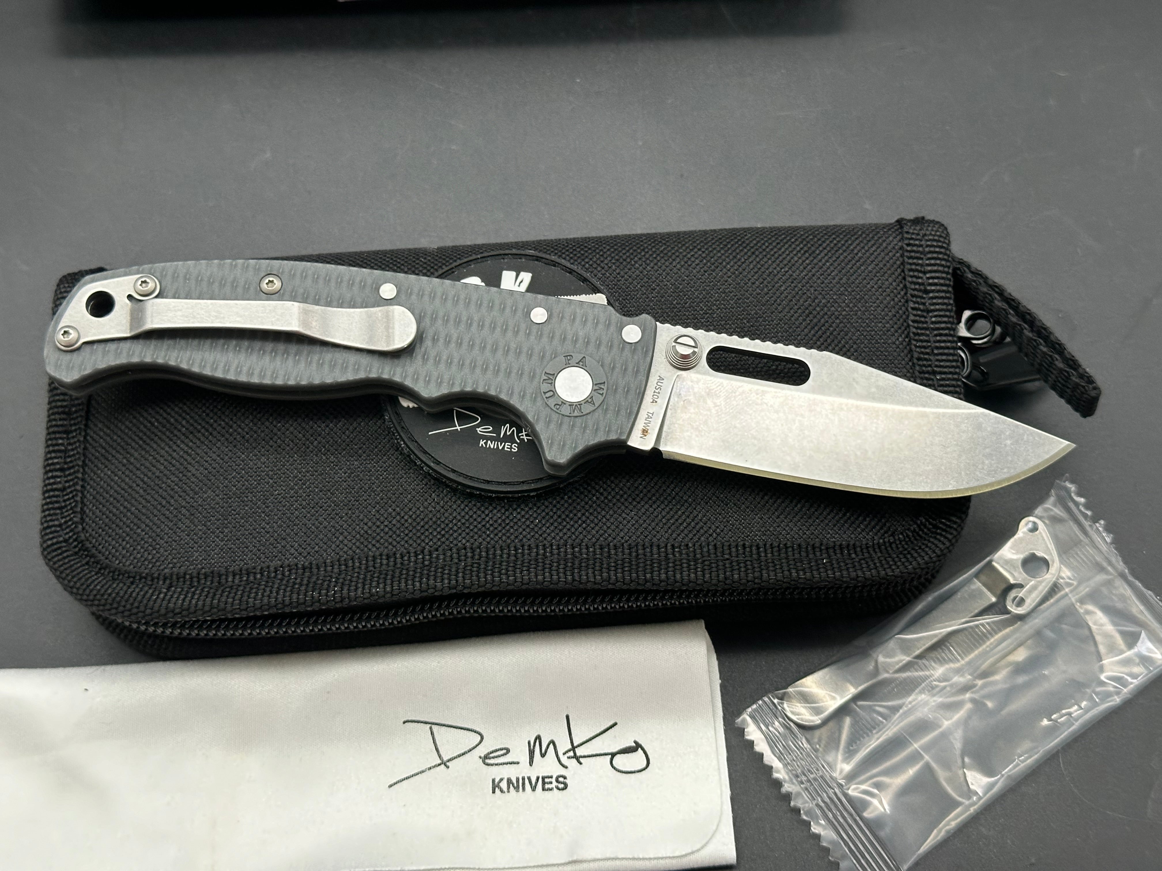 Demko AD 20.5 Folding Knife - Grey Grivory Handle with AUS10A Blade | EDC, Outdoor Camping & Survival Tool